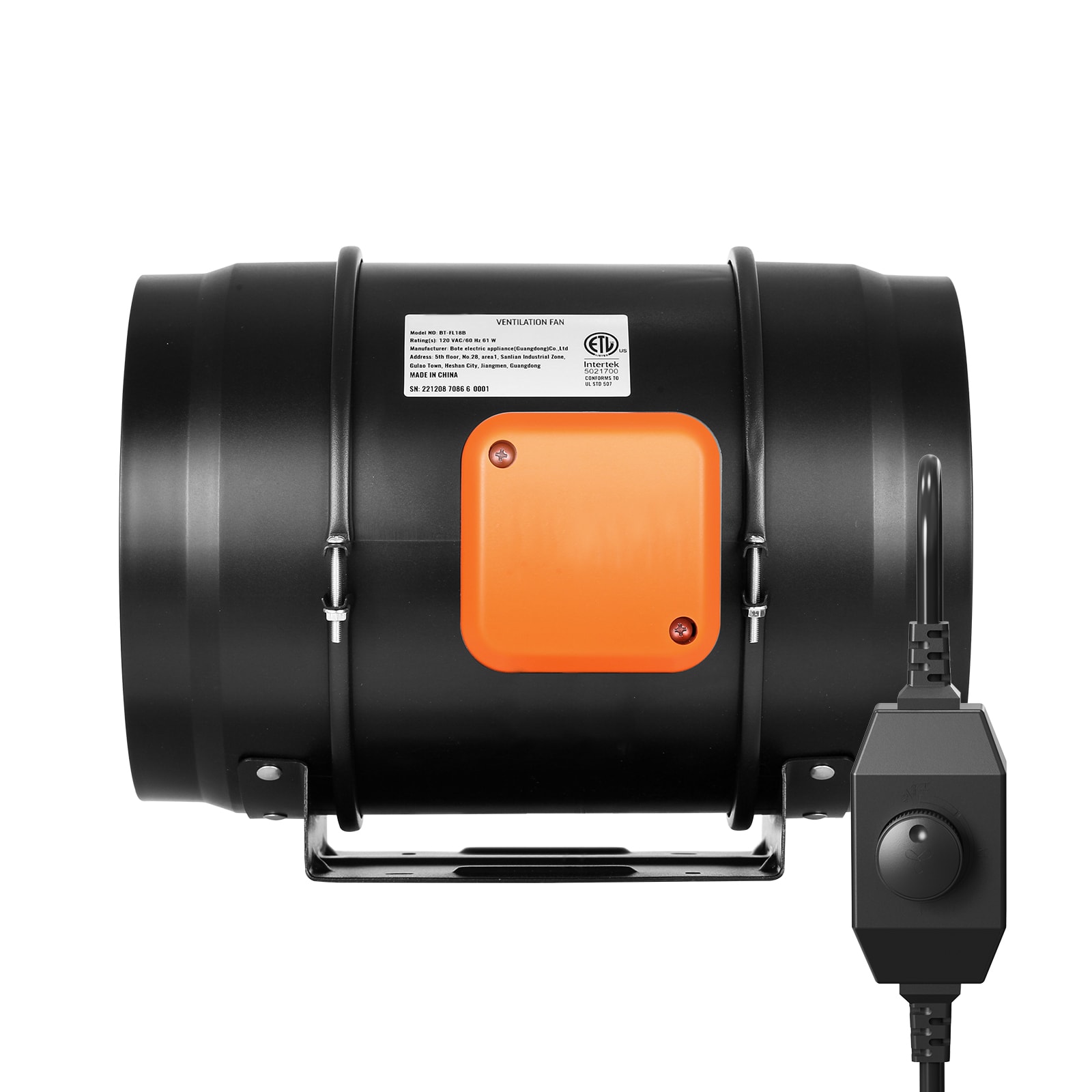 VEVOR SCXLGDFJYCHS01441V1 Inline Duct Fan  8-Inch 750 CFM with Variable Speed Controller  Quiet AC-motor Ventilation Exhaust Fan for Cooling Booster  Grow Tents  Hydroponics