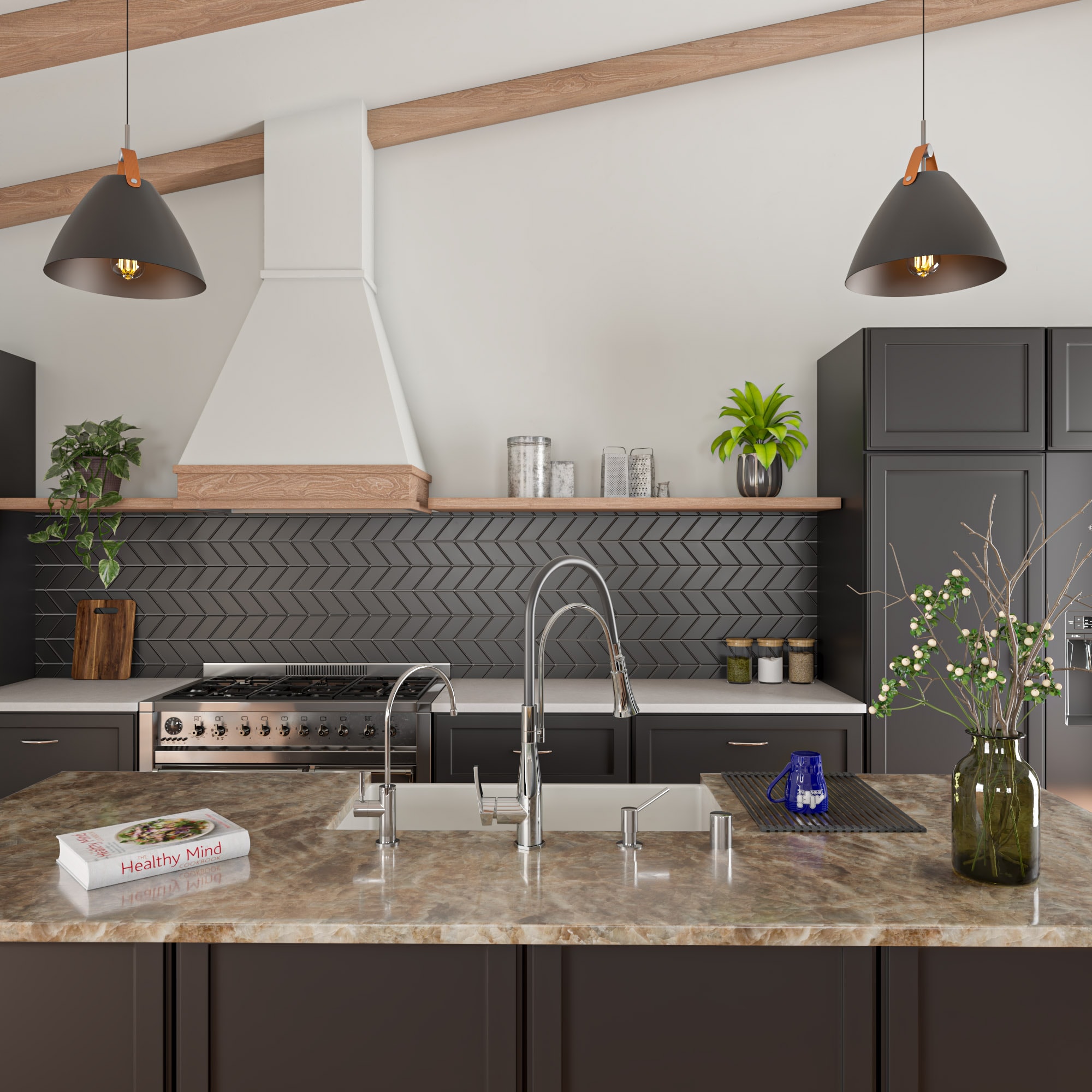 Polished Chrome Pull Down Kitchen Faucet with Black Rubber Stem
