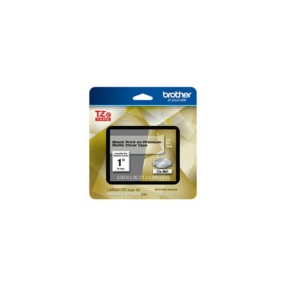 Brother SSN43467  TZEM51 Black and Clear TZe Premium Cartridge Laminated Tape