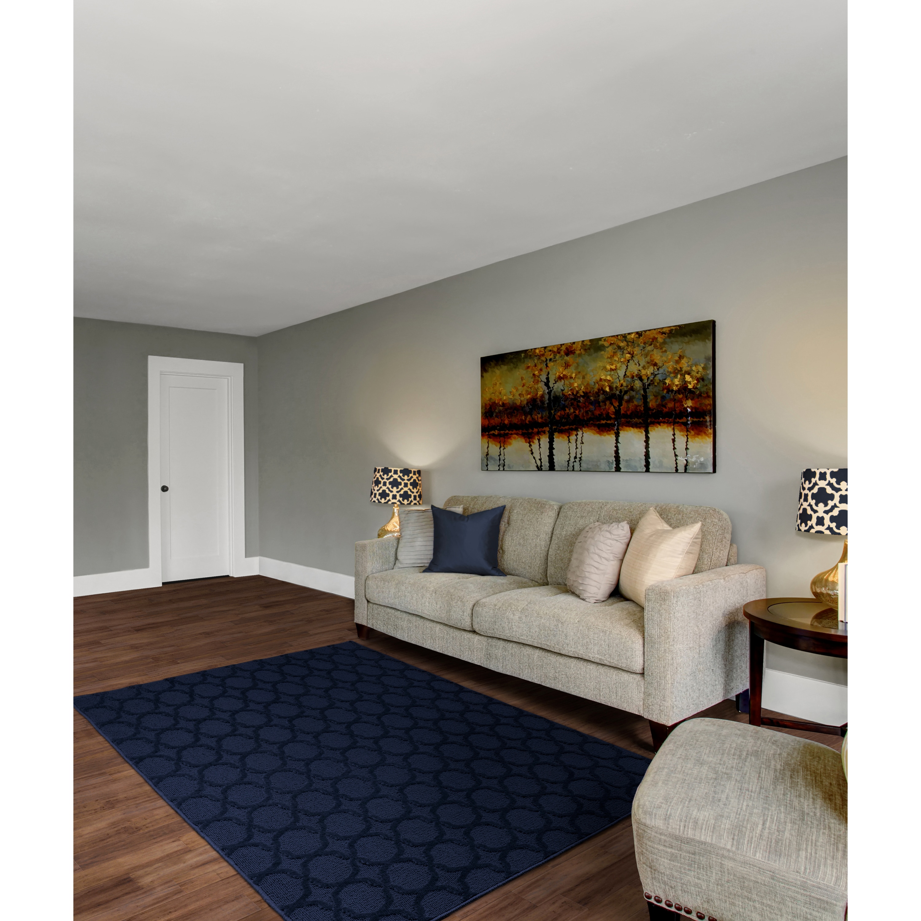 Garland Rug CL100N06009610 Sparta 5 x 8 (ft) Tufted Polypropylene Navy Rectangular Indoor Geometric Farmhouse/Cottage Area rug
