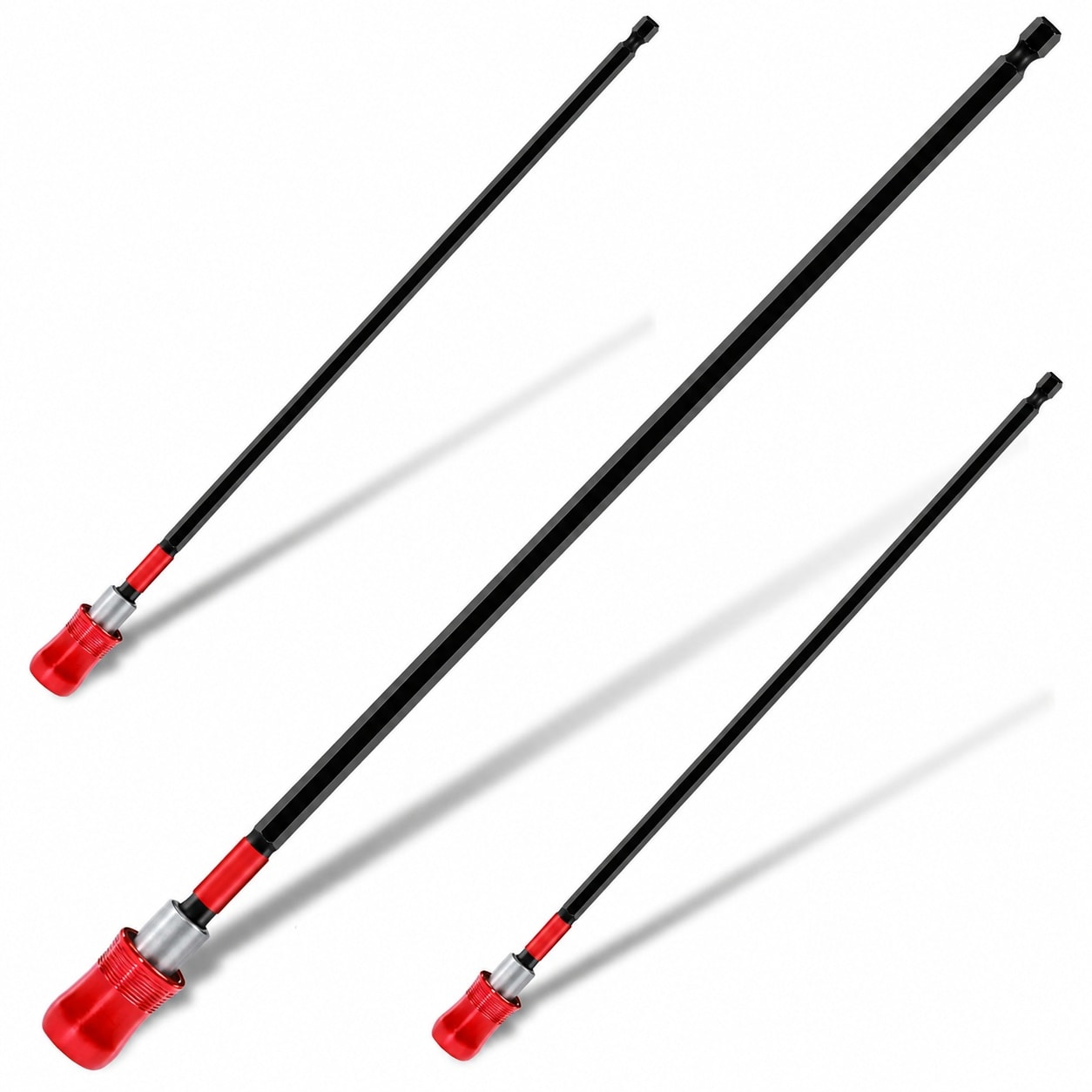 Linder Group Inc 12 Inch Magnetic Impact Screwdriver Bit Holder Extension 3 pcs Set Quick Release Hex Shank CrV Steel Locking Guide for Power Drill Cordless