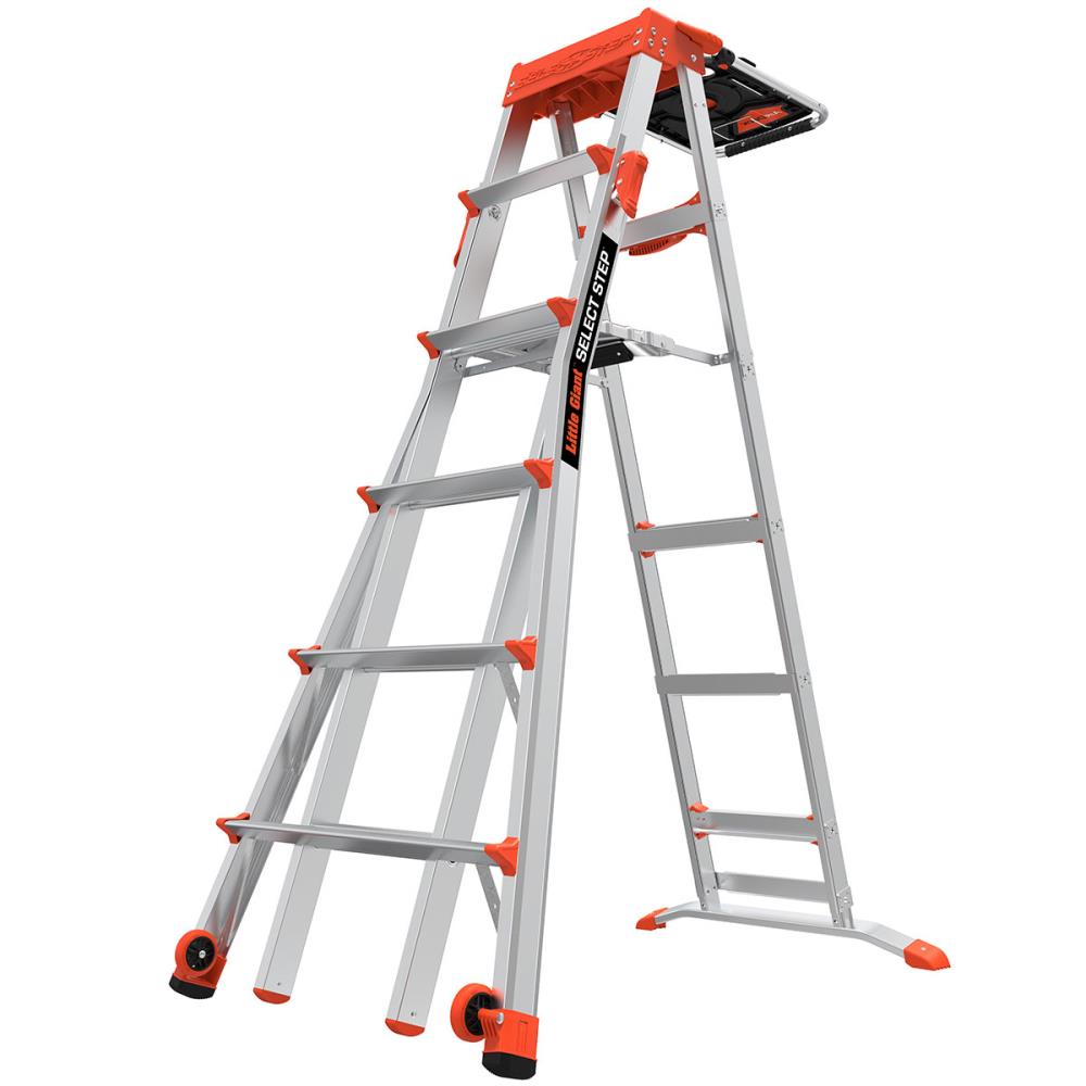 Little Giant Ladders Select Step M6 10-ft Aluminum Type 1a- 300-lb Load  Capacity Telescoping Step Ladder in the Step Ladders department at
