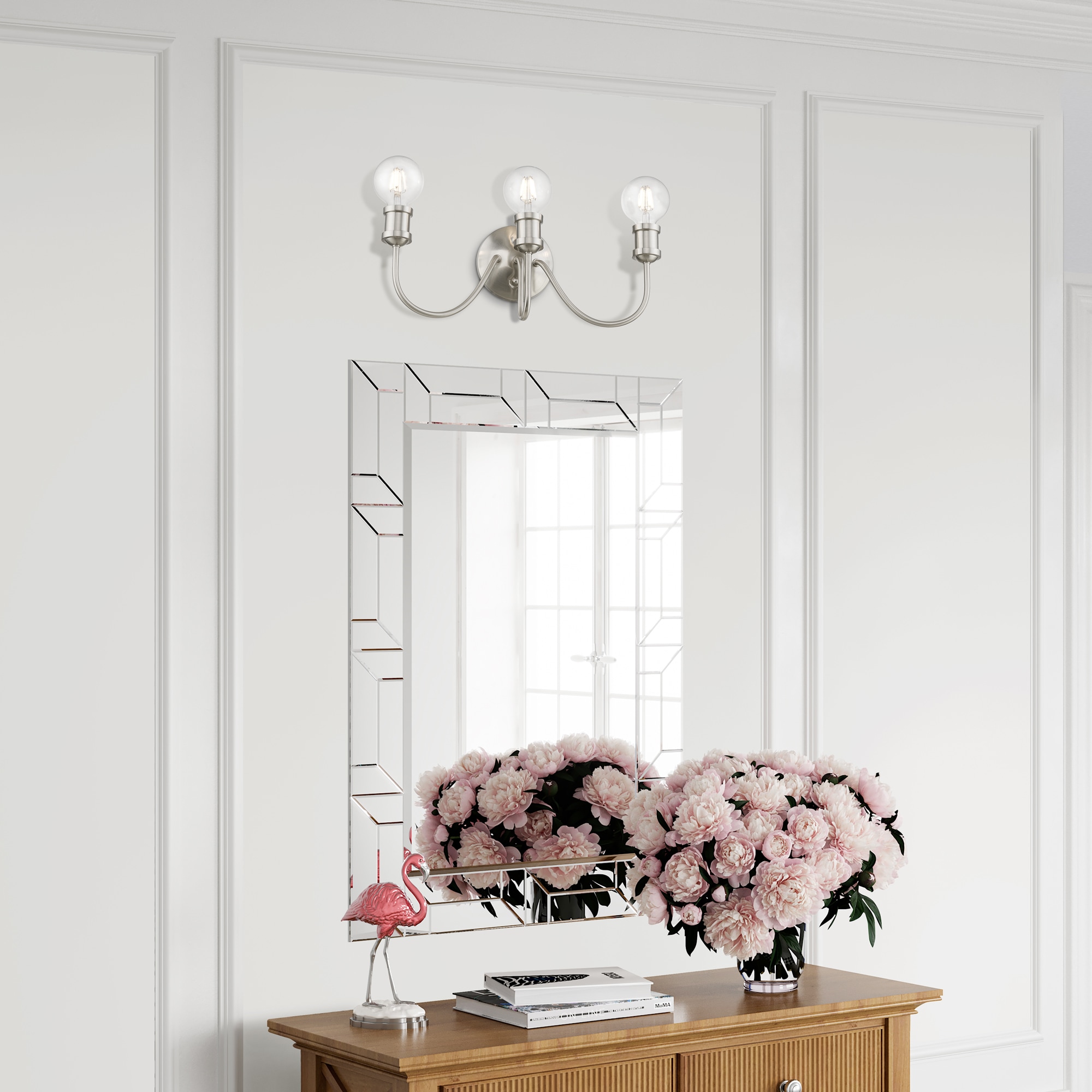 Brushed Nickel 3-Light Dimmable Vanity Fixture