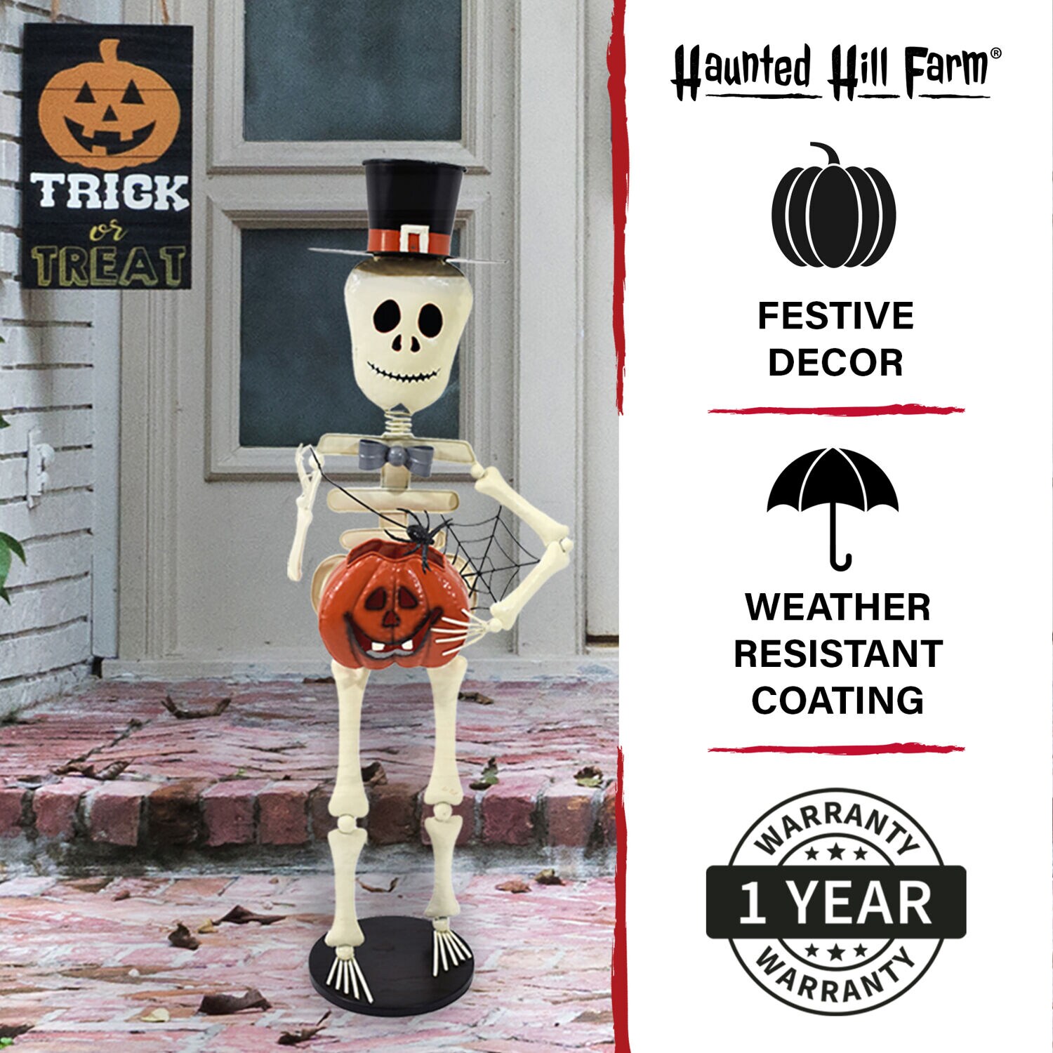 Haunted Hill Farm HHMTSKEL033-0WH Table-Halloween-Decor - View #3