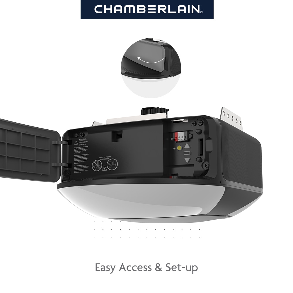 Chamberlain 1-1/4 Hps Secure View and Corner to Corner Lighting Smart Belt  Drive Garage Door Opener Wi-fi Compatibility Battery Back-up LED Light and  Camera(s) in the Garage Door Openers department at