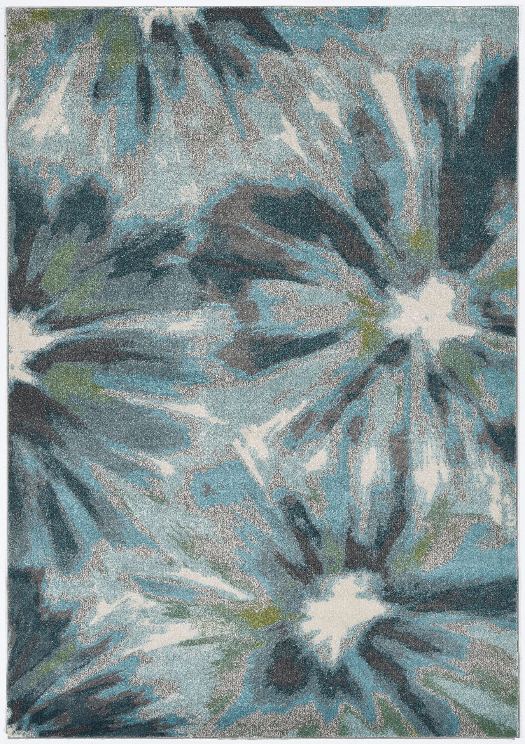 Everyday Woven EVE6264910X132 9 x 13 (ft) Polypropylene Teal Rectangular Indoor Floral/Botanical Mid-Century Modern Area rug