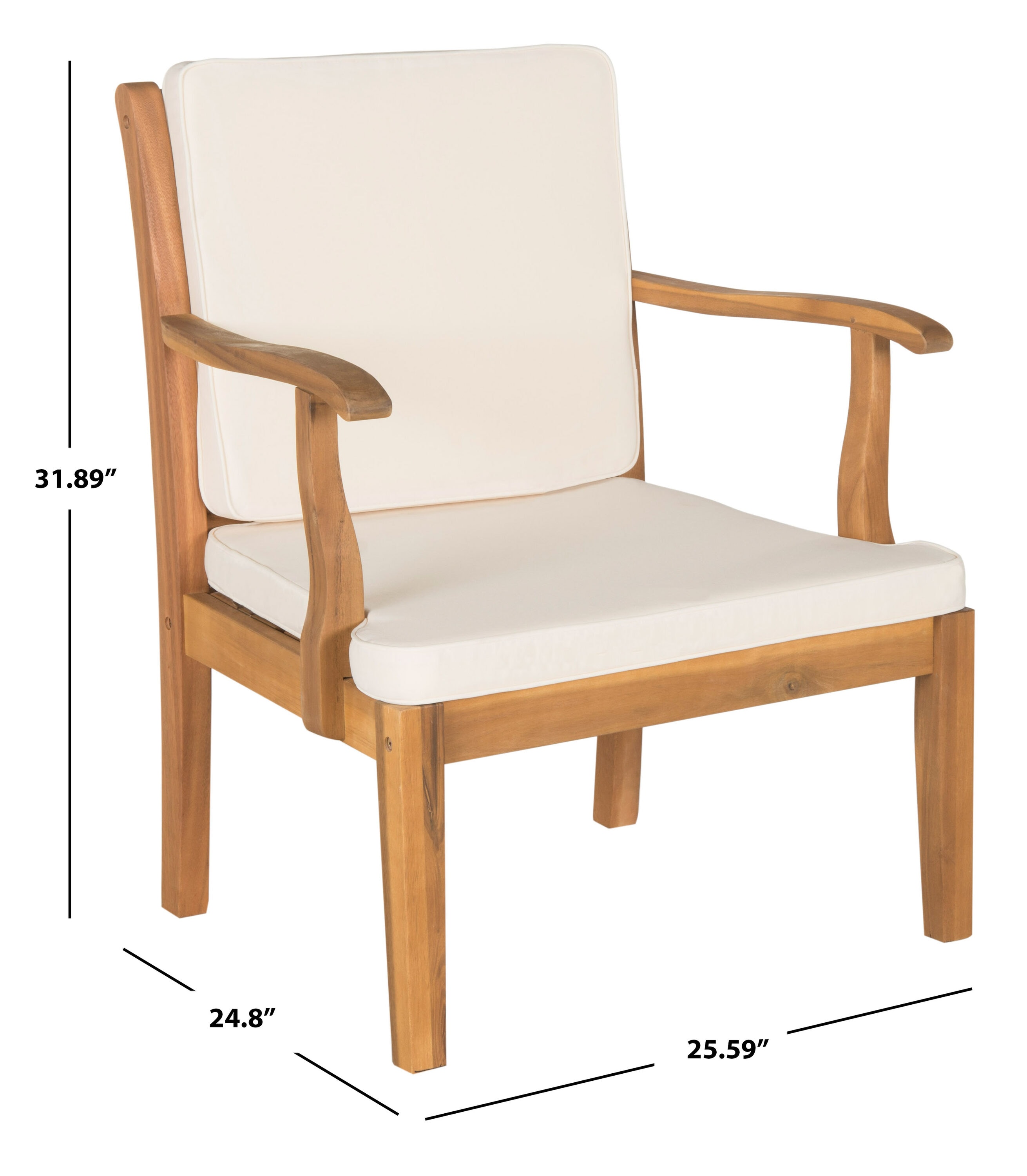 Montclair Natural Acacia Wood 4-Piece Outdoor Living Set with Beige Cushions