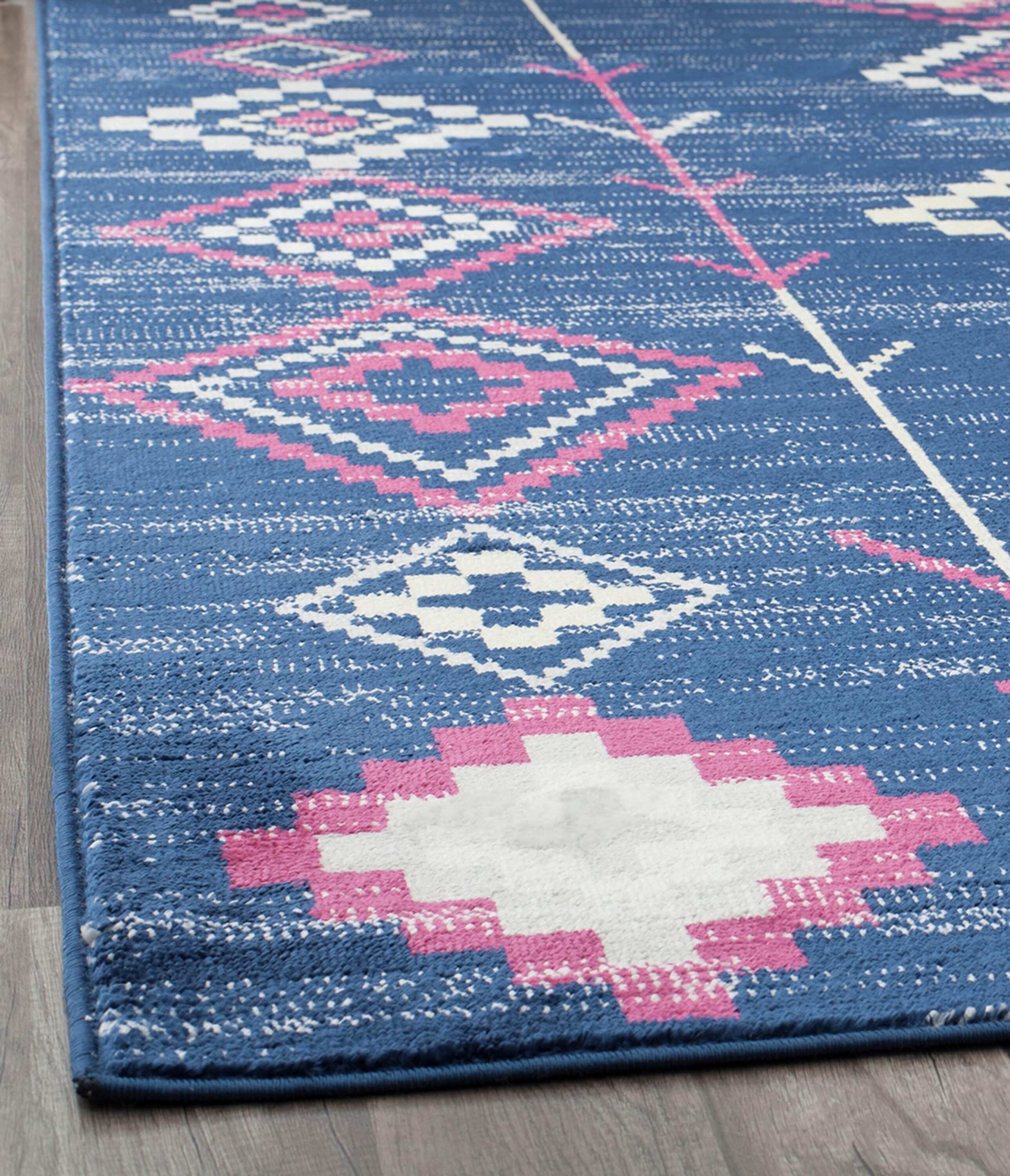 Soleil Native Navy Blue 2'x4' Synthetic Tribal Area Rug
