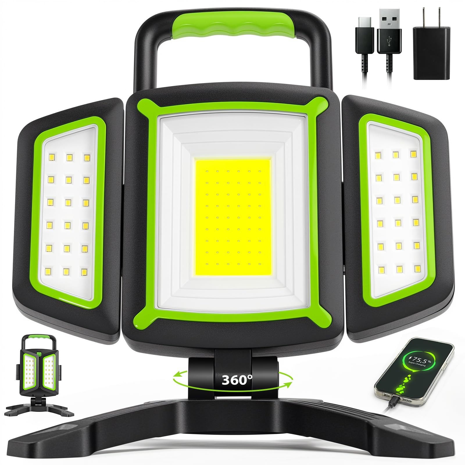 Lukvuzo  30W LED Work Light 3000 Lumen Magnetic Portable Light with 5 Modes 360 Degree Rotating Foldable Waterproof for Garage Job Site Camping