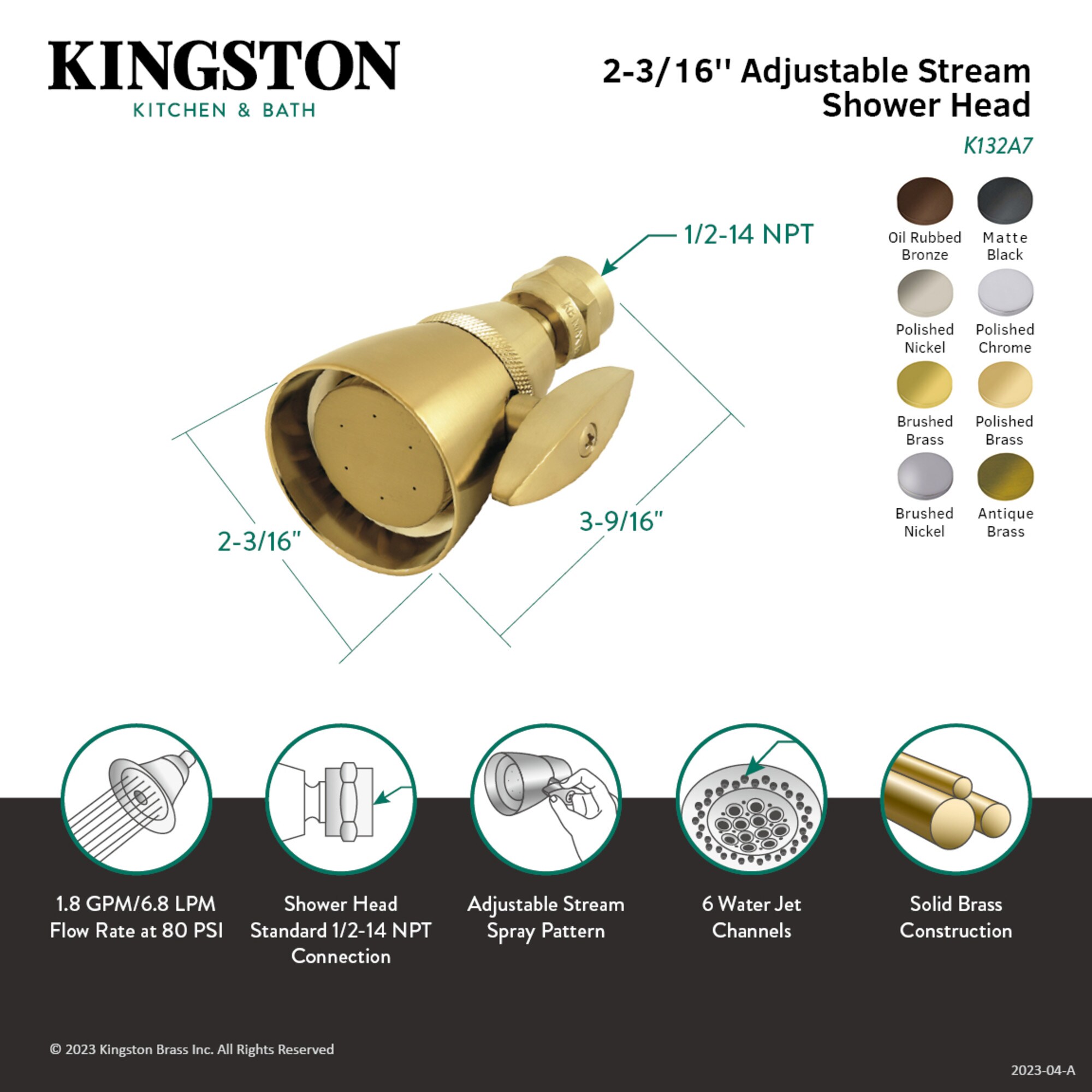 Elements of Design DK132A5 Fixed-Showerhead - View #3