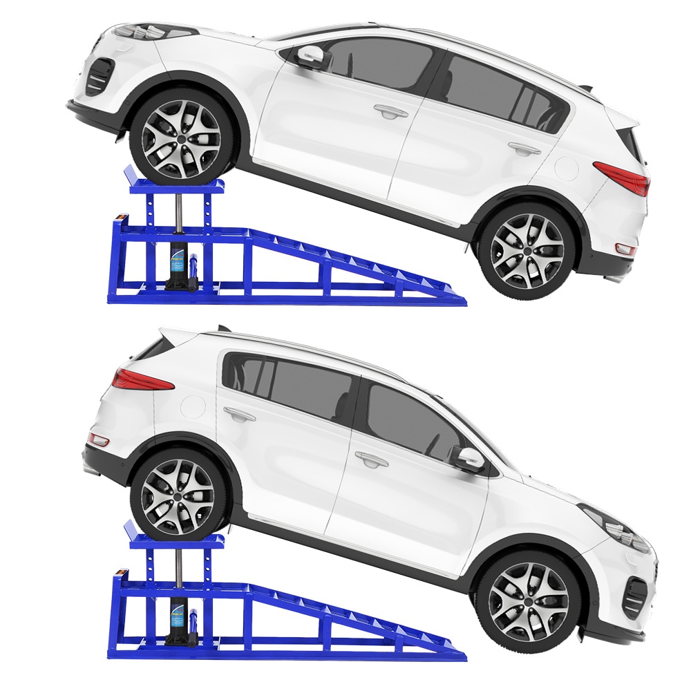 Garvee 2 Pack Heavy Duty 5 Ton Car Ramp With Hydraulic Jack Adjustable 9.8 to 15 Inch Lift Height