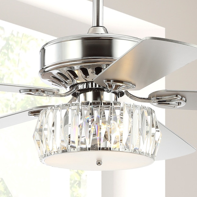 Jonathan Y Mandy Modern Contemporary Transitional 52 In Chrome Led Indoor Ceiling Fan With Light Remote 5 Blade The Fans Department At Com - Contemporary Indoor Ceiling Lights