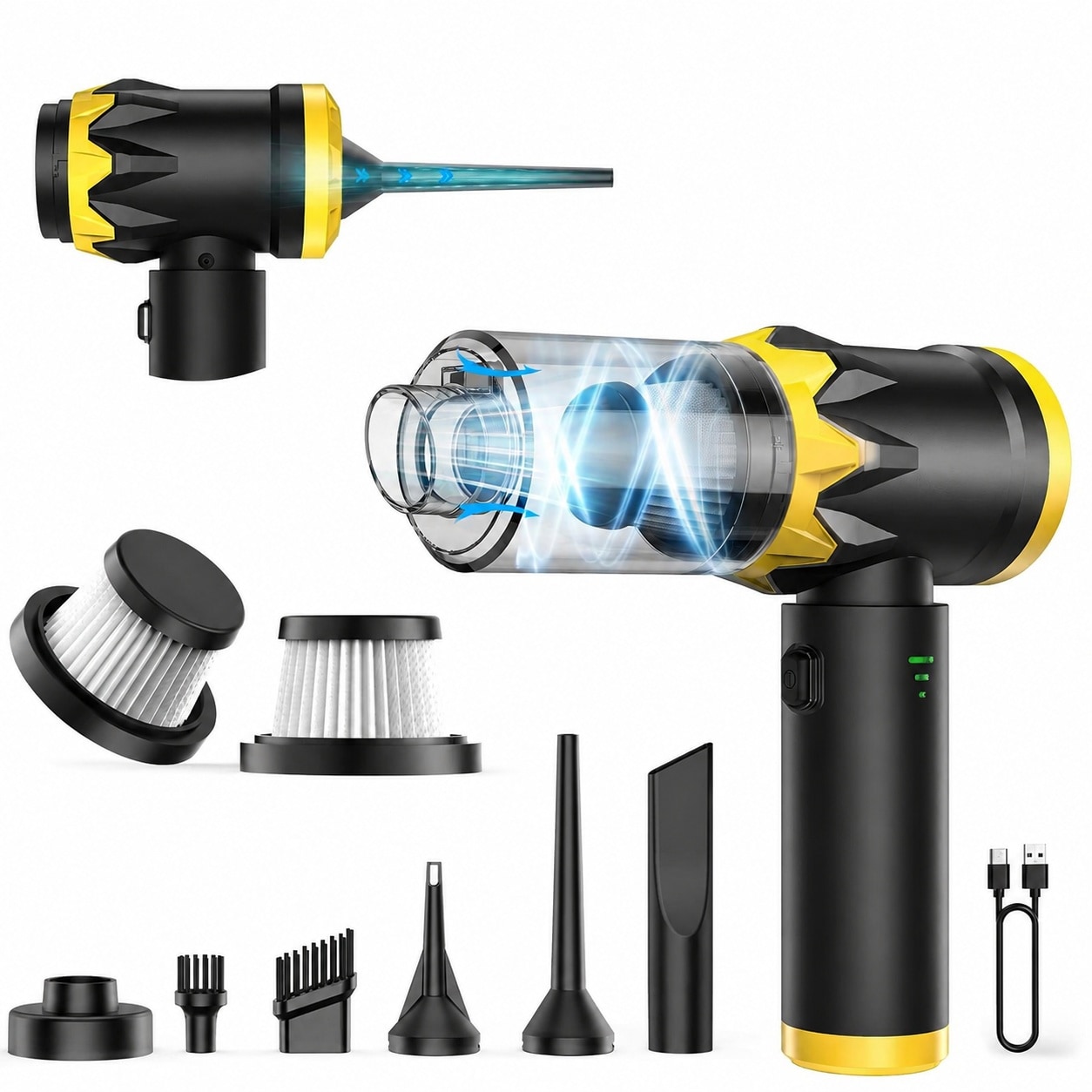 KHKFY -  Portable Cordless Handheld Vacuum with High Power Suction Multi Nozzle Attachments Washa...