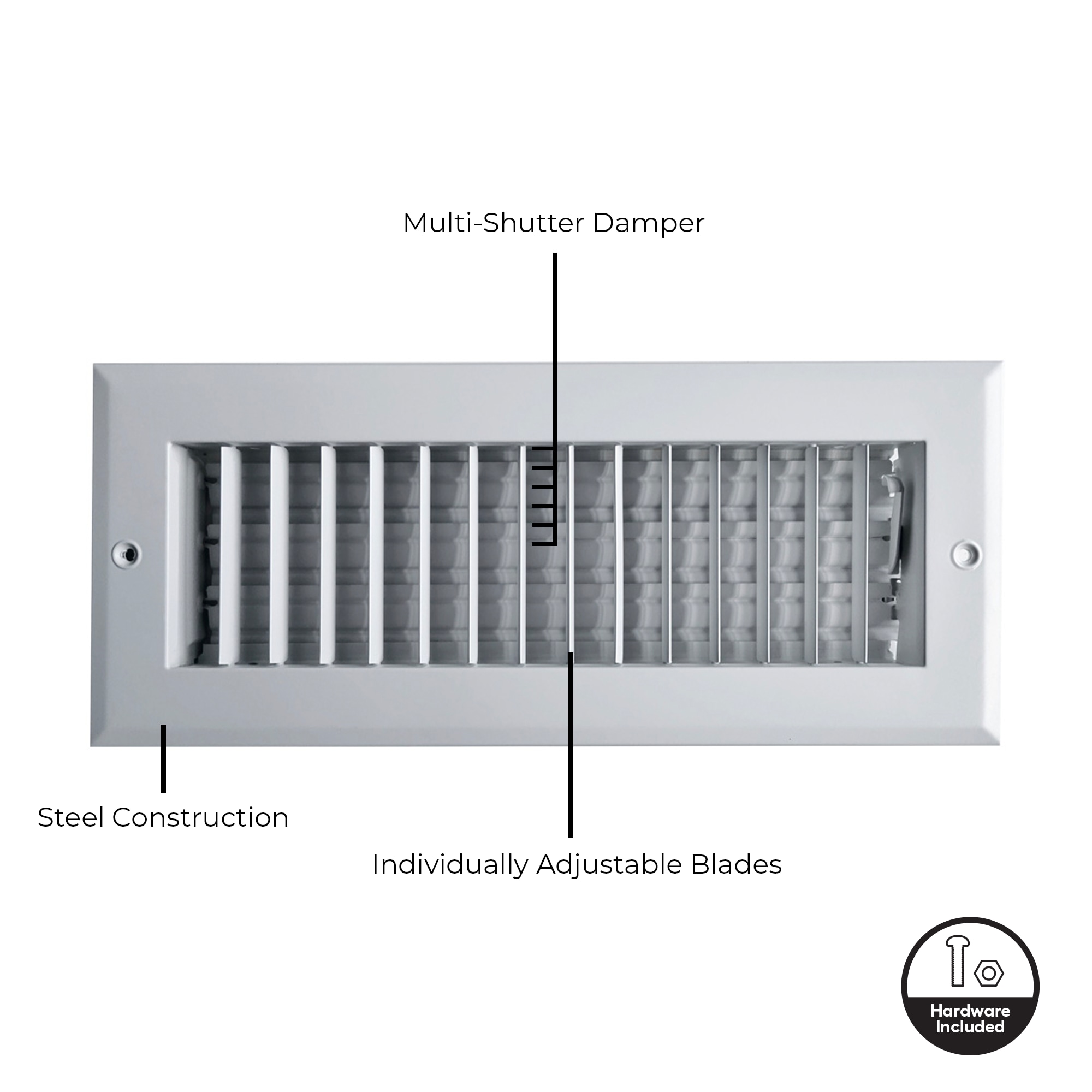 RELIABILT 12-in x 4-in Adjustable Steel White Sidewall/Ceiling Register ...