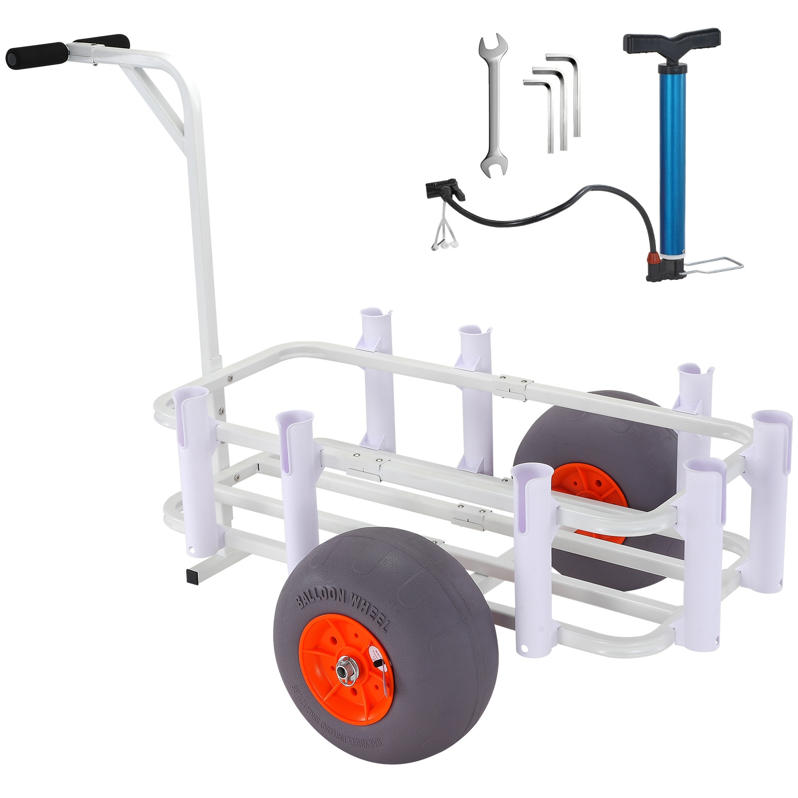 VEVOR LLKYJC13YC0073FBMV0 Beach Fishing Cart White Aluminum Outdoor Serving Cart