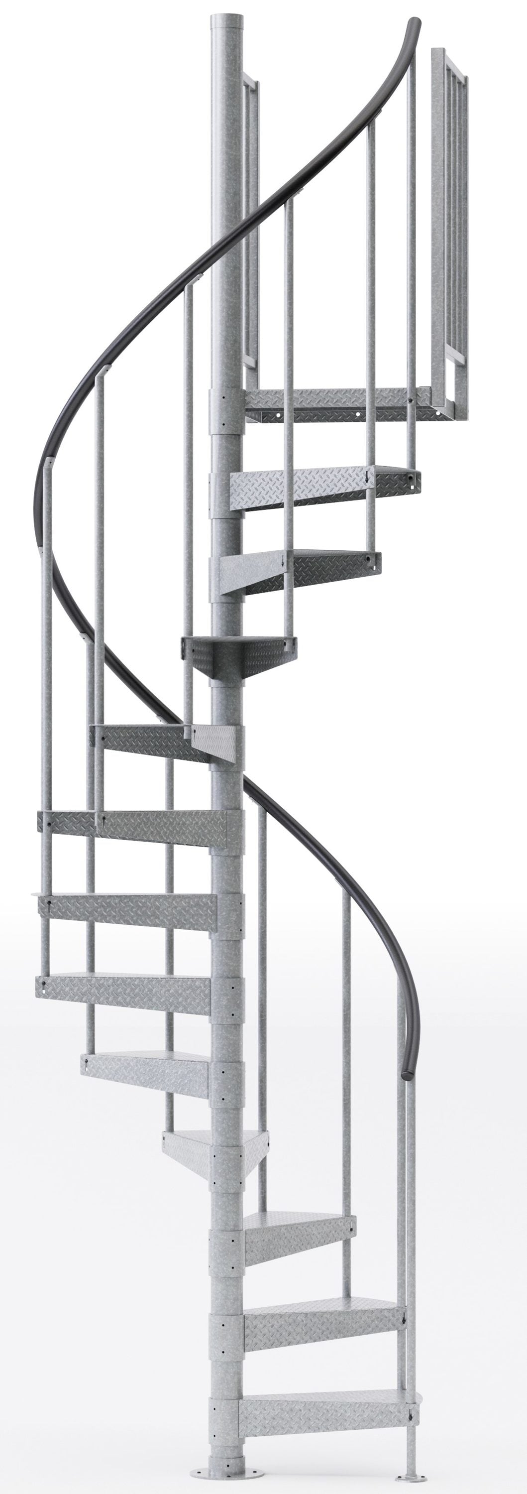 Mylen Stairs EC42Z15V002 Reroute 42-in x 12.5-ft 2 Platform Rails Galvanized Spiral Staircase Kit , Fits Height: 136-in to 152-in (15 treads) ( 15 Treads )