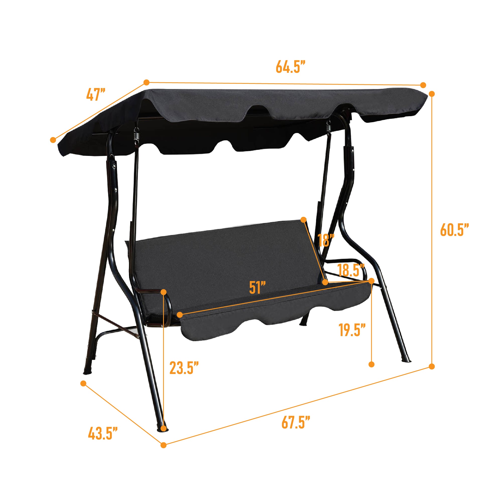 WELLFOR DOJ70491BK Swing-Gliders - View #9