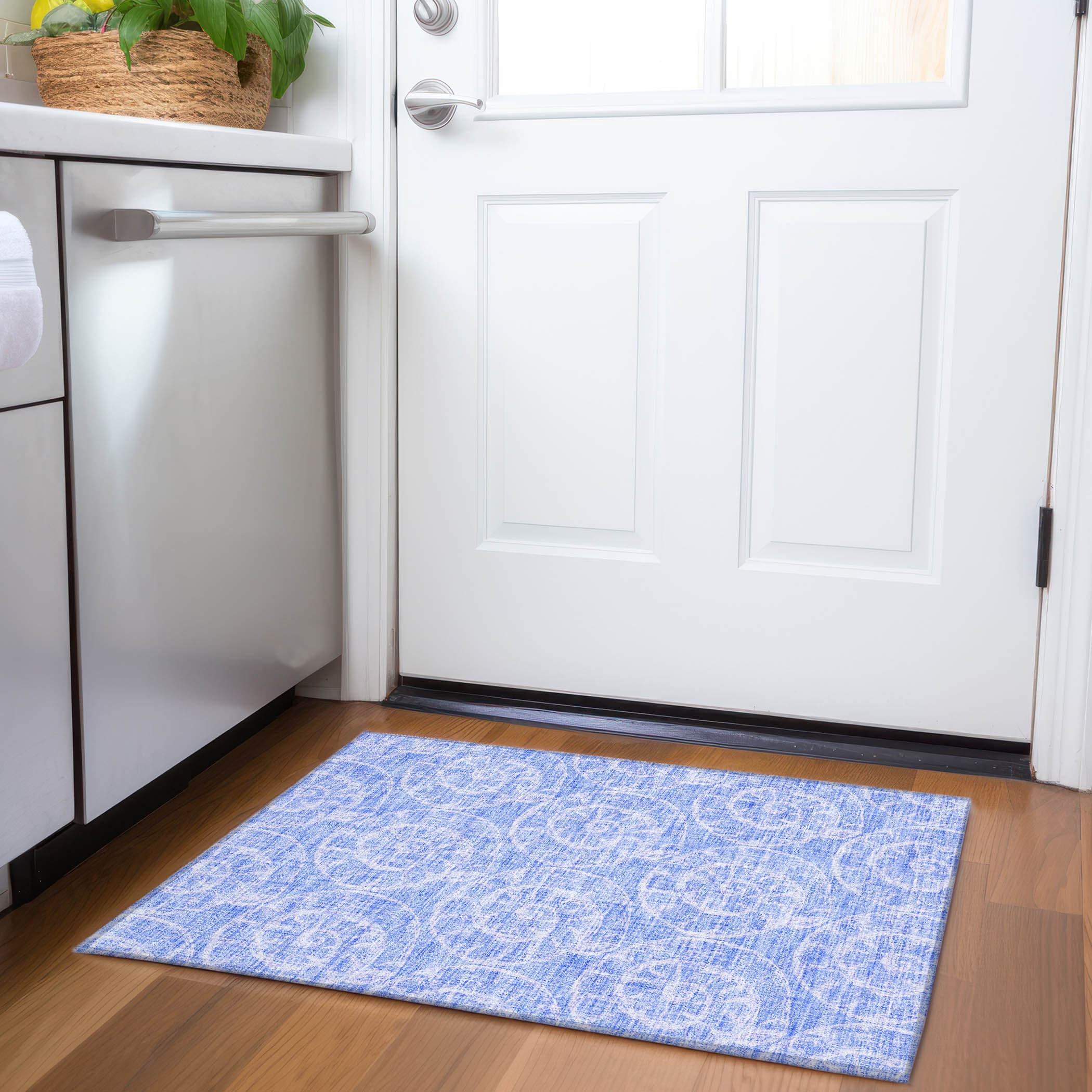 Addison Rugs AMF190BL20X30 Mayfield AMF190BL 2 x 3 (ft) Loomed Polyester Blue Rectangular Indoor Geometric Machine washable Area rug