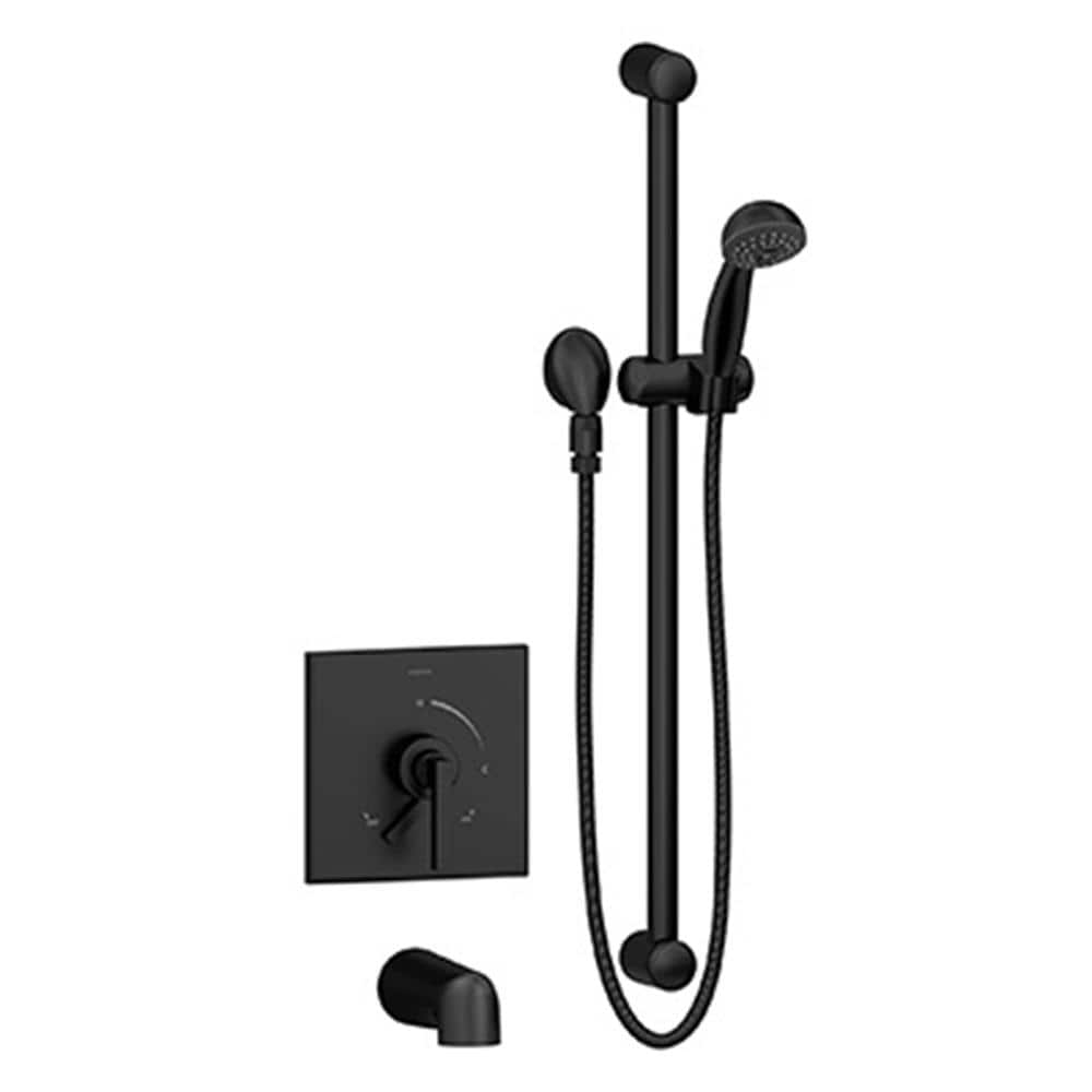Symmons S-3604-H321-V-MB-1.5-TRM Duro Matte Black 1-handle Single Function Rectangle Bathtub and Shower Faucet (Valve Not Included)