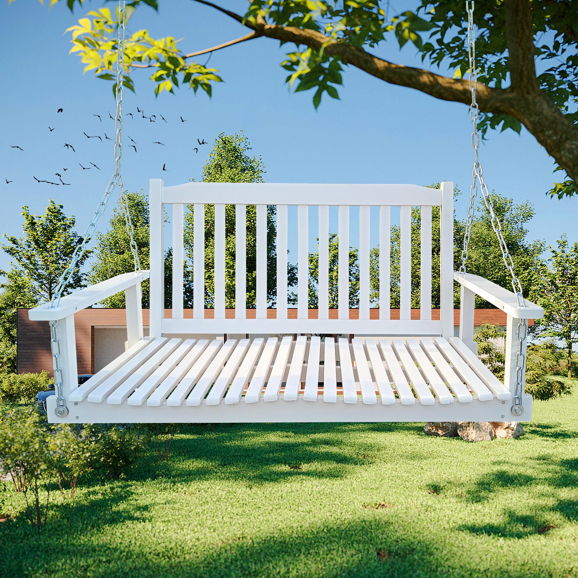 White wood swing bench new arrivals