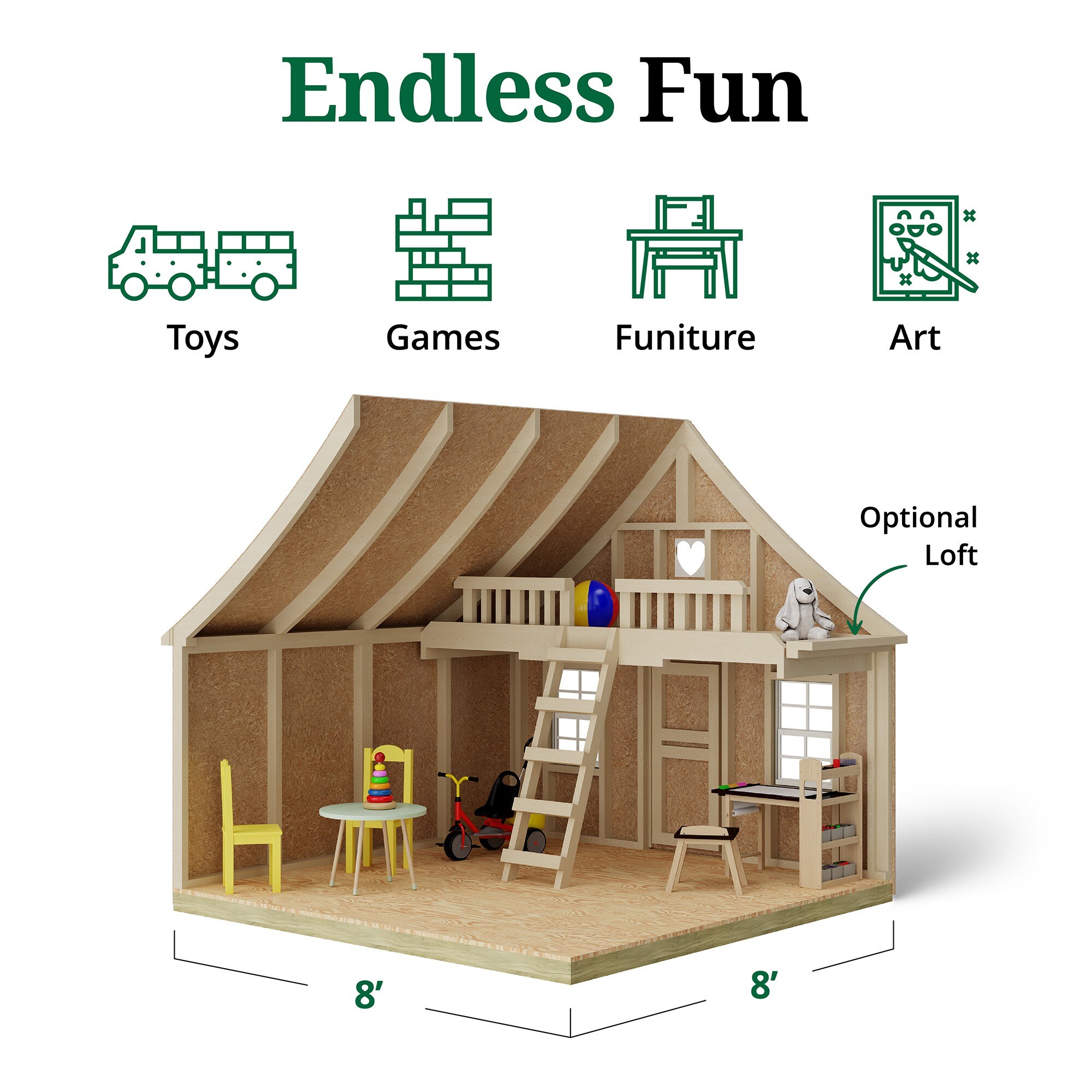 Little Cottage Co 8X8 GBP-PNK-FK-LFT playhouses - View #5