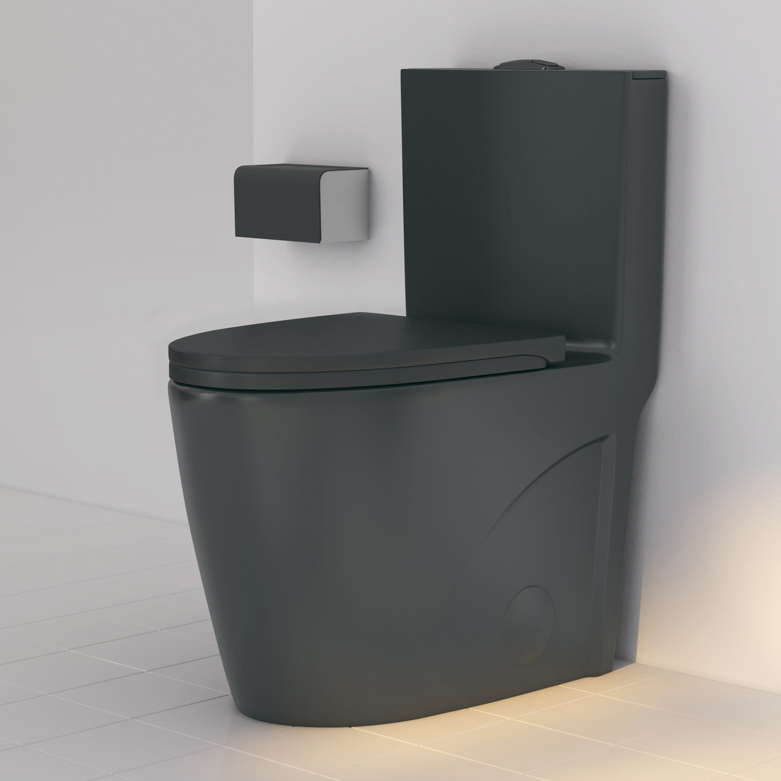 Reno Matte Black Elongated Dual Flush One-Piece Toilet