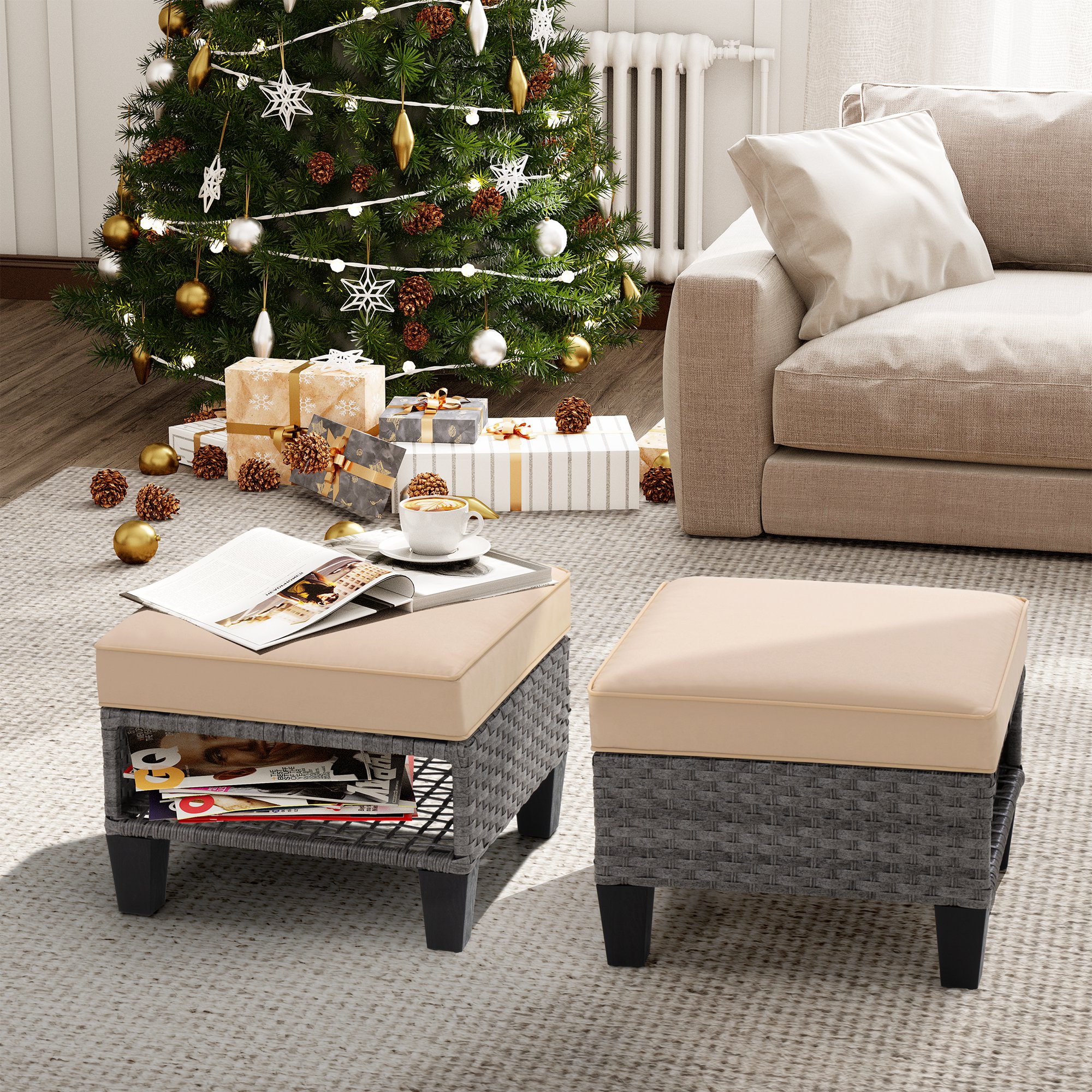 Crestlive Products CL-OM001BEI-2 Stools-Ottomans - View #2