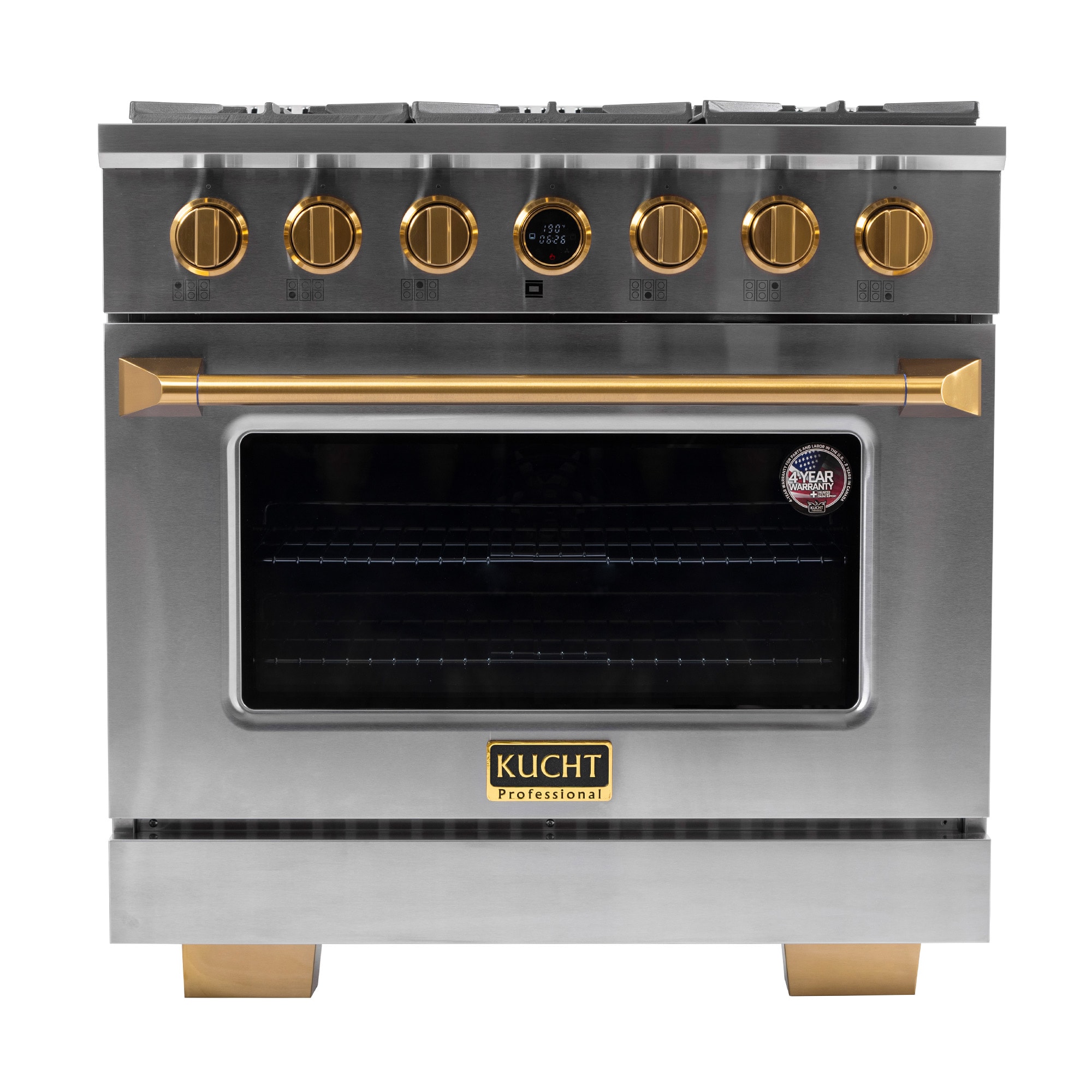 Kucht KXP36/LP-GL 36-in Deep recessed 6 burners Convection Oven Freestanding Dual Fuel Range ( Stainless Steel )