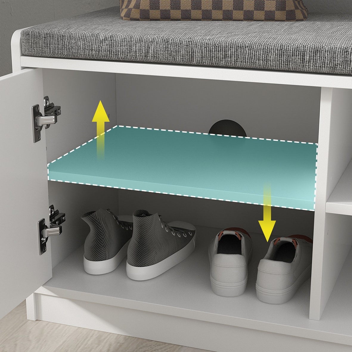 FUFU&GAGA 18.1-in H 2 Tier 6 Pair White Composite Shoe Cabinet in