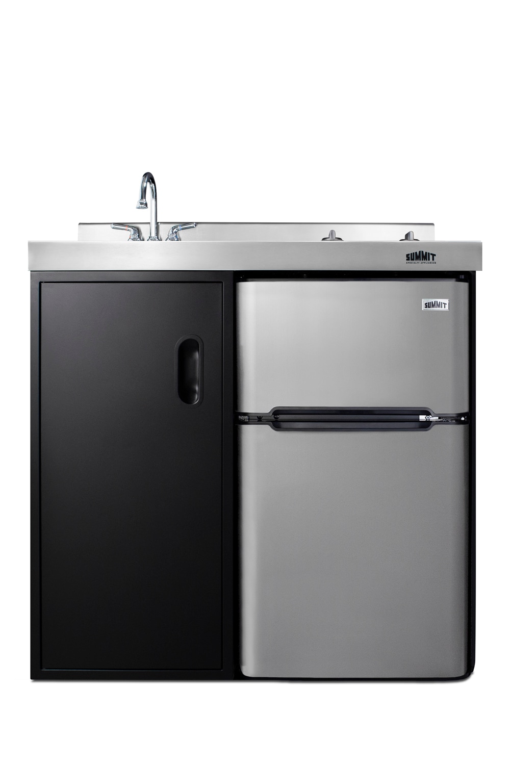 36" Black and Gray All-in-One Kitchenette with Smooth-Top Cooktop and Refrigerator