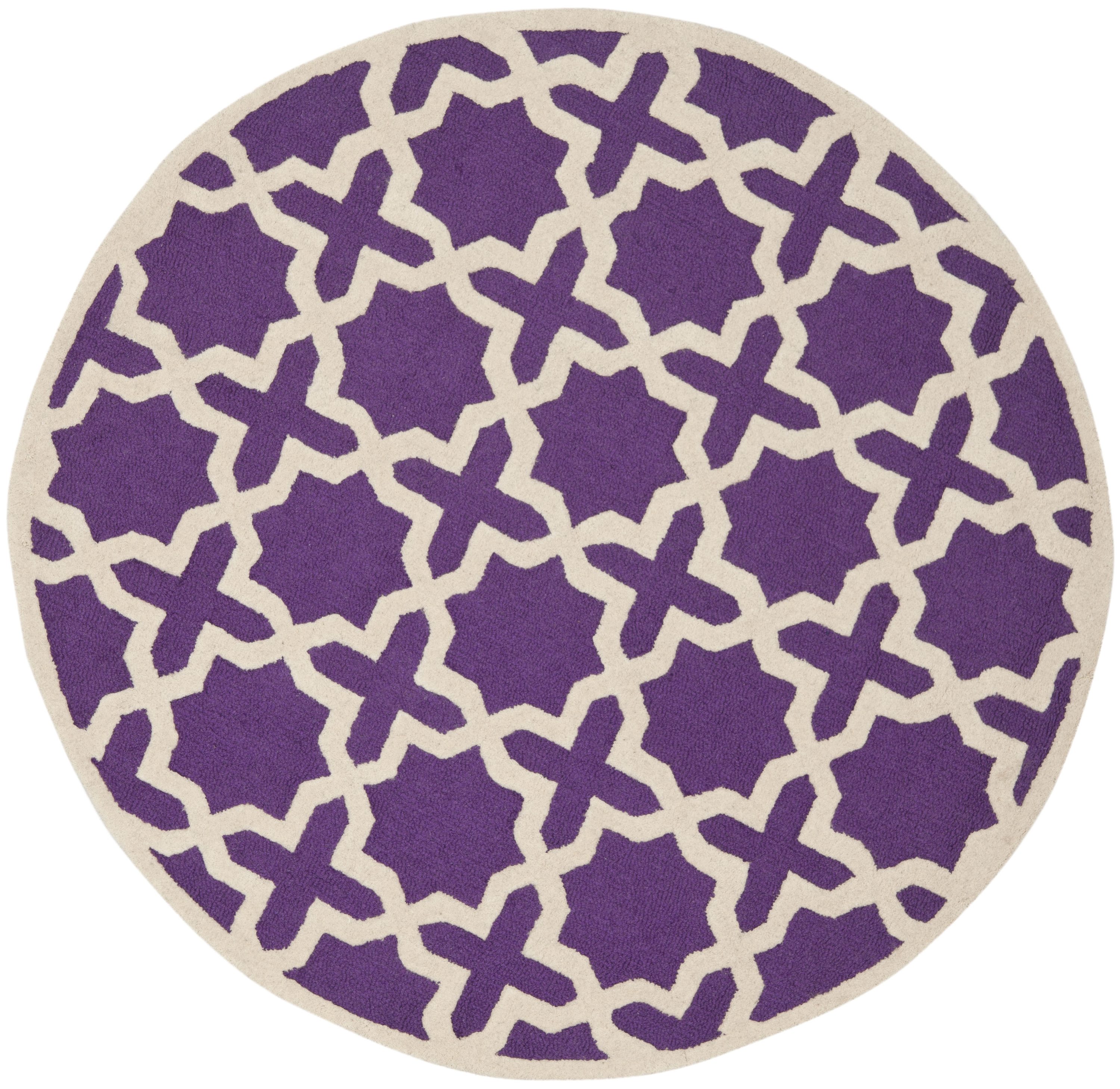 Safavieh CAM125K-6R Cambridge Marakesh 6 x 6 (ft) Tufted Wool Purple/Ivory Round Indoor Abstract Area rug