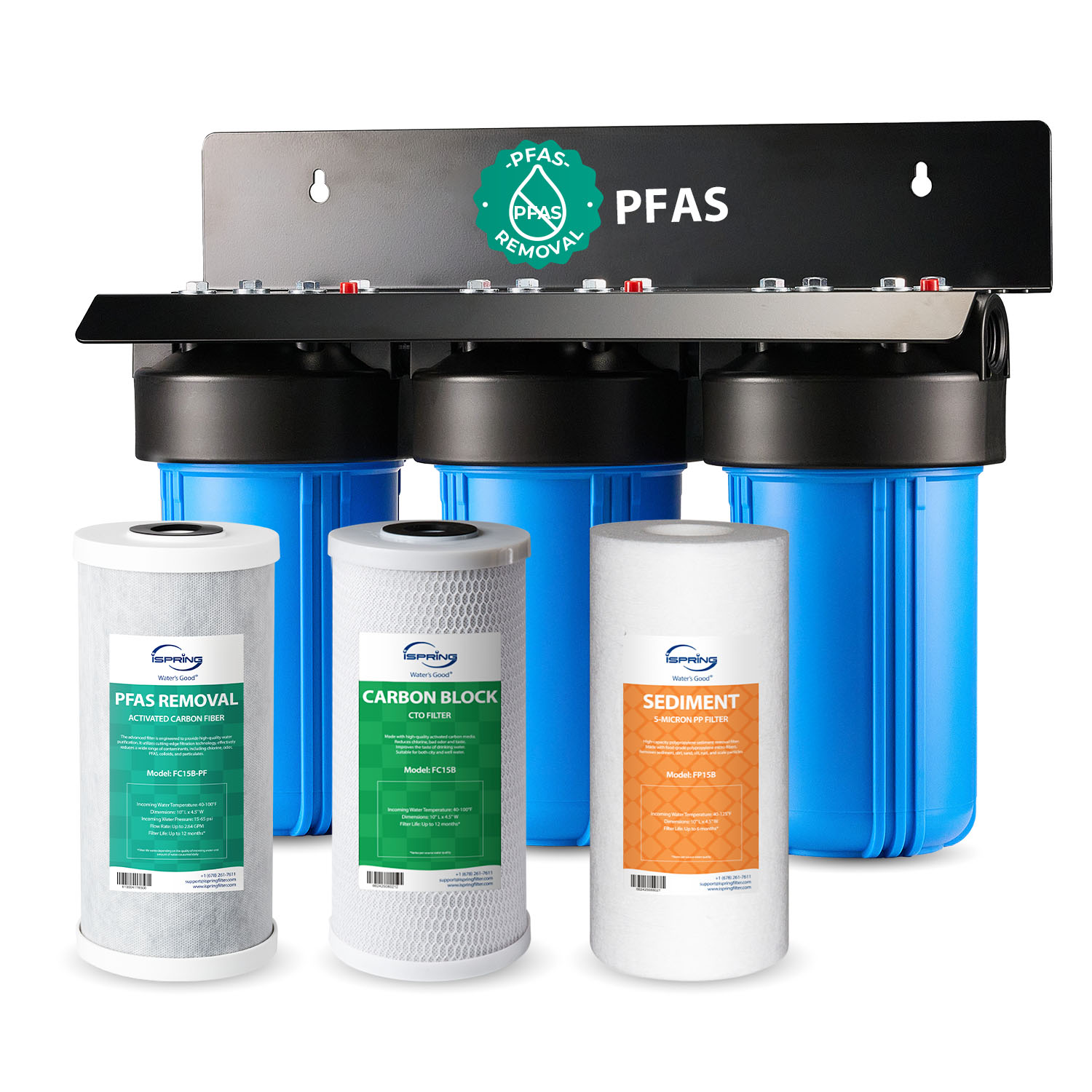 iSpring WGB31B Series Whole House Water Filtration System Triple-Stage 15-GPM 5 Micron