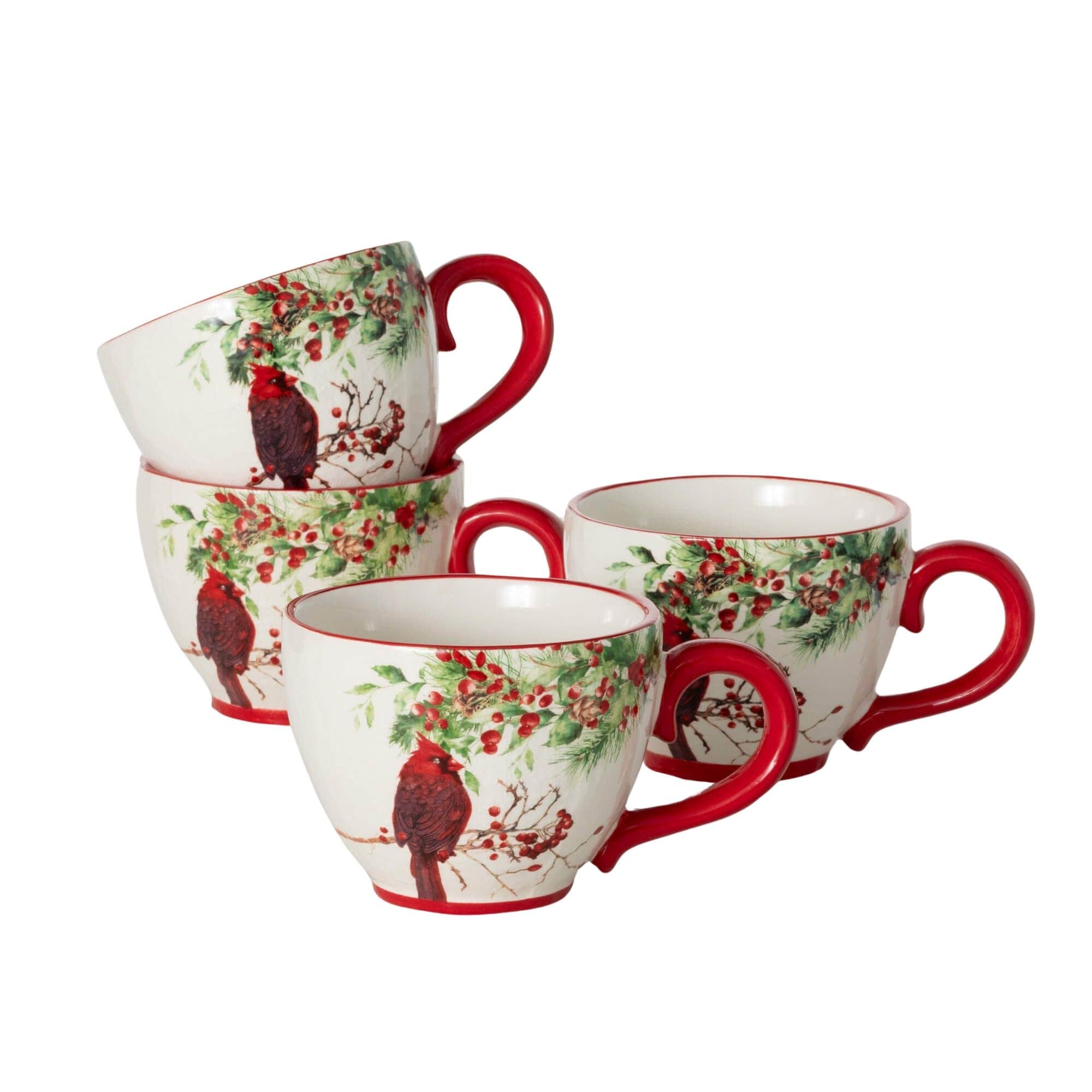 Sullivans PN4192 Tis the Season 8-fl oz Ceramic White, Red, Green Novelty Drinkware Set of: 4