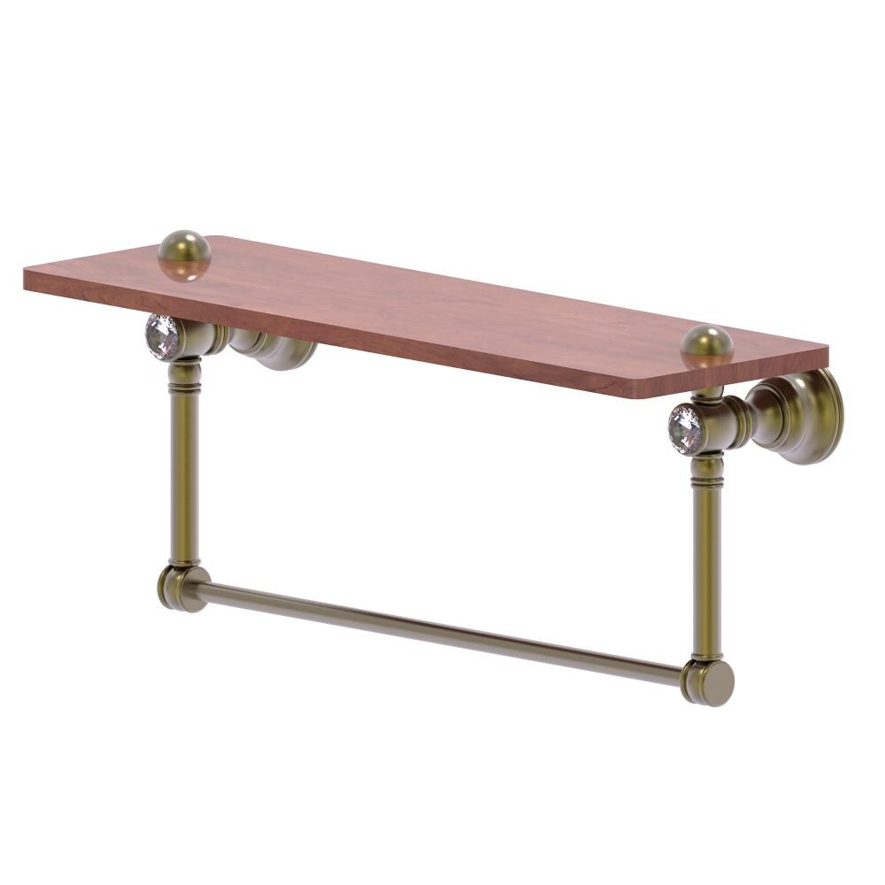Allied Brass CC-1-16-TB-IRW-ABR Carolina Crystal Antique Brass Wall mount Bathroom Shelf ( 16-in x 7-in x 5-in )