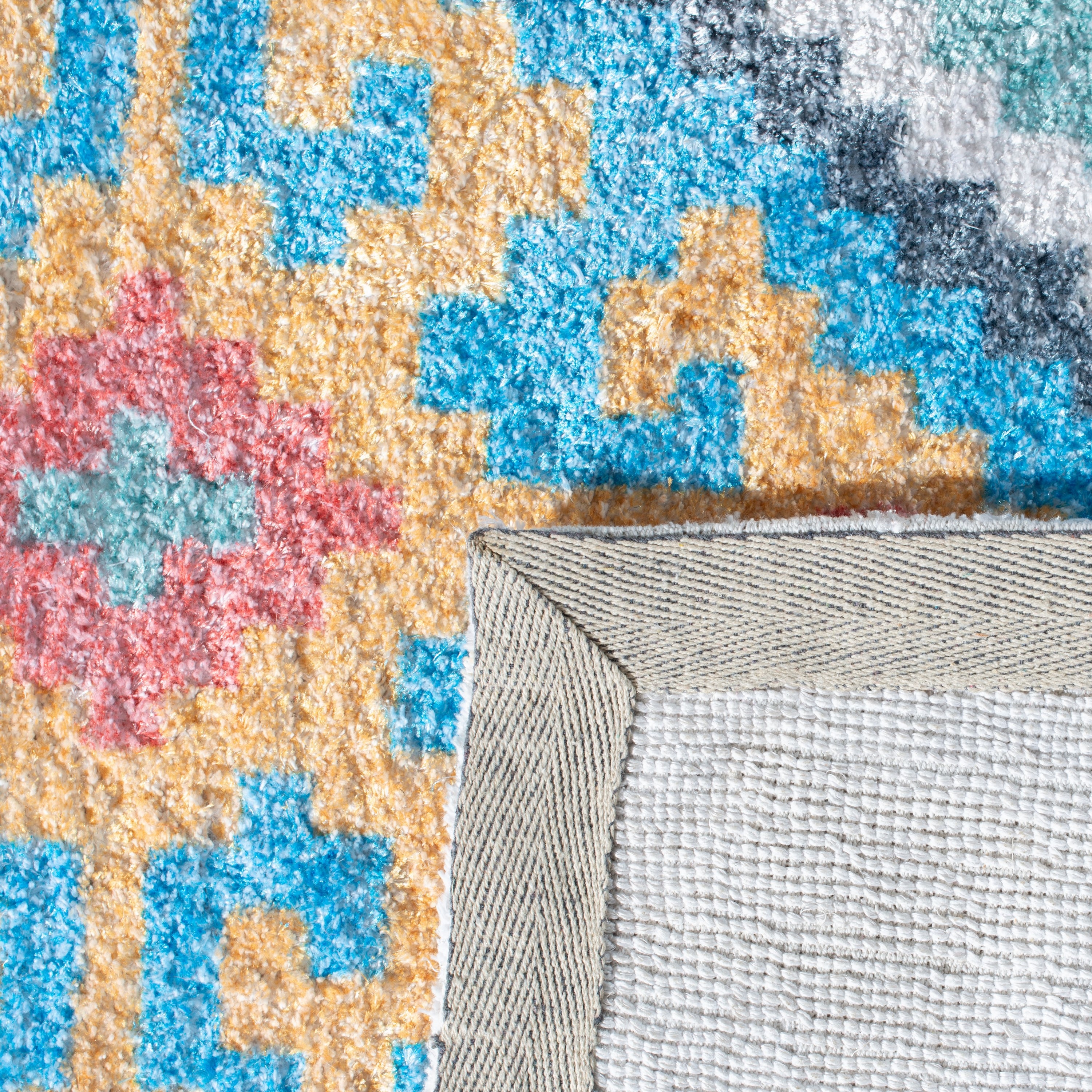 Bohemian Blue Flat Woven Wool & Cotton Blend Rug - 4' x 6'