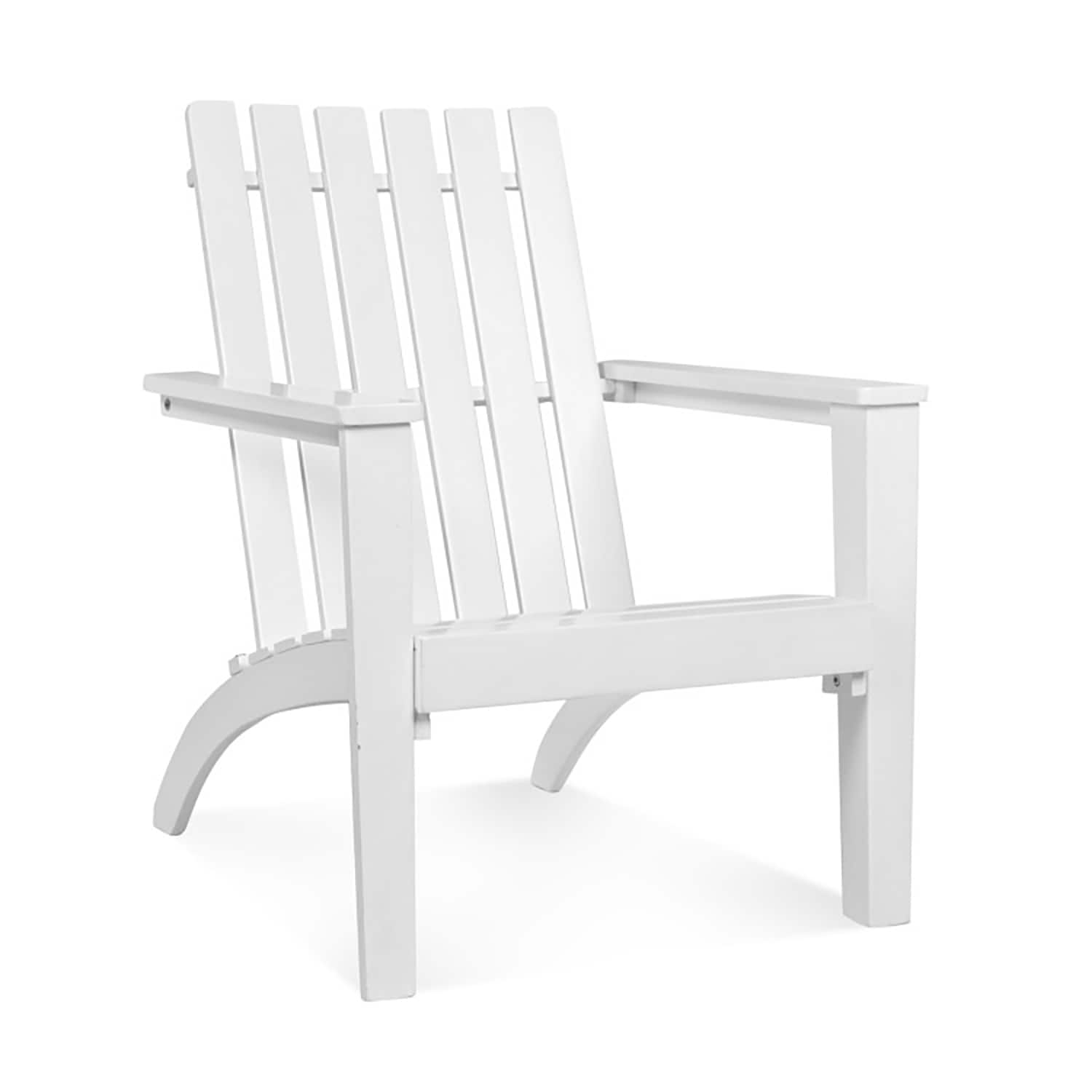 GZMR GM-EF-16838 Patio Acacia Wood Adirondack Lounge Armchair White Wood Frame Stationary Adirondack Chair with Solid Seat