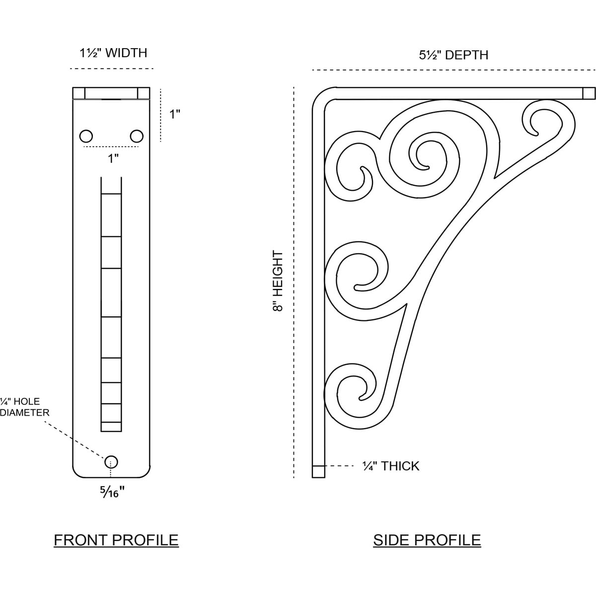 Ekena Millwork BKTM01X05X08STN Mending-Plates-Brackets-Braces - View #2
