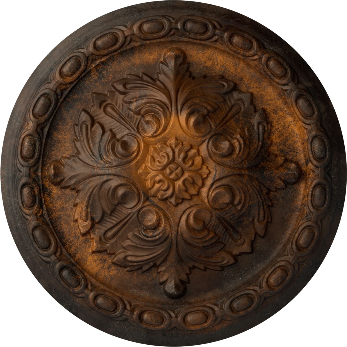 Ekena Millwork CM11ACRUS Acanthus 11.375-in W x 11.375-in L Painted Rust Polyurethane Whole Ceiling Medallion