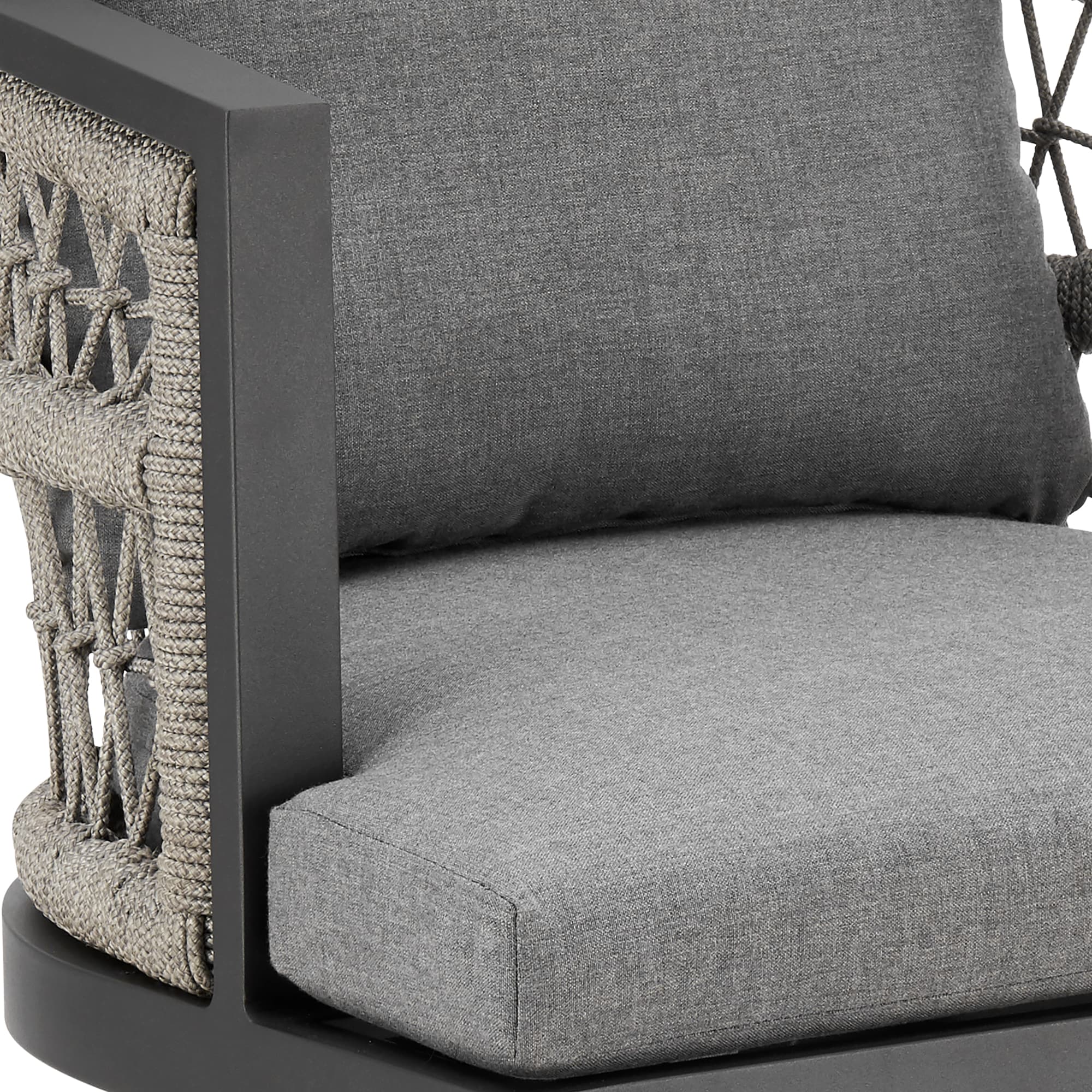 Zella Gray Aluminum Outdoor Swivel Bar Stool with Cushions