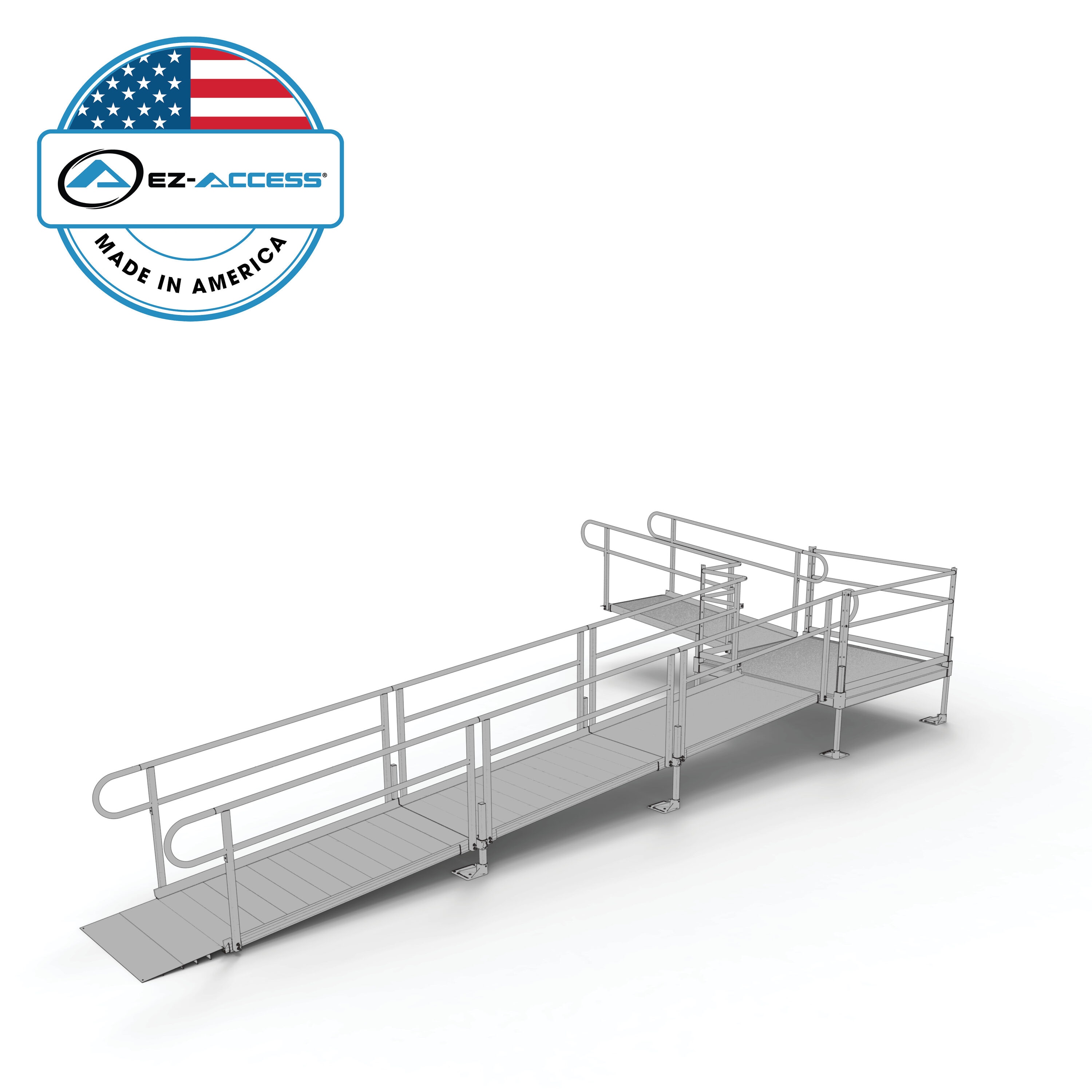 EZ-ACCESS PS24L55T 24-Feet x 147.625-Inches Aluminum Modular Entryway Wheelchair Ramp