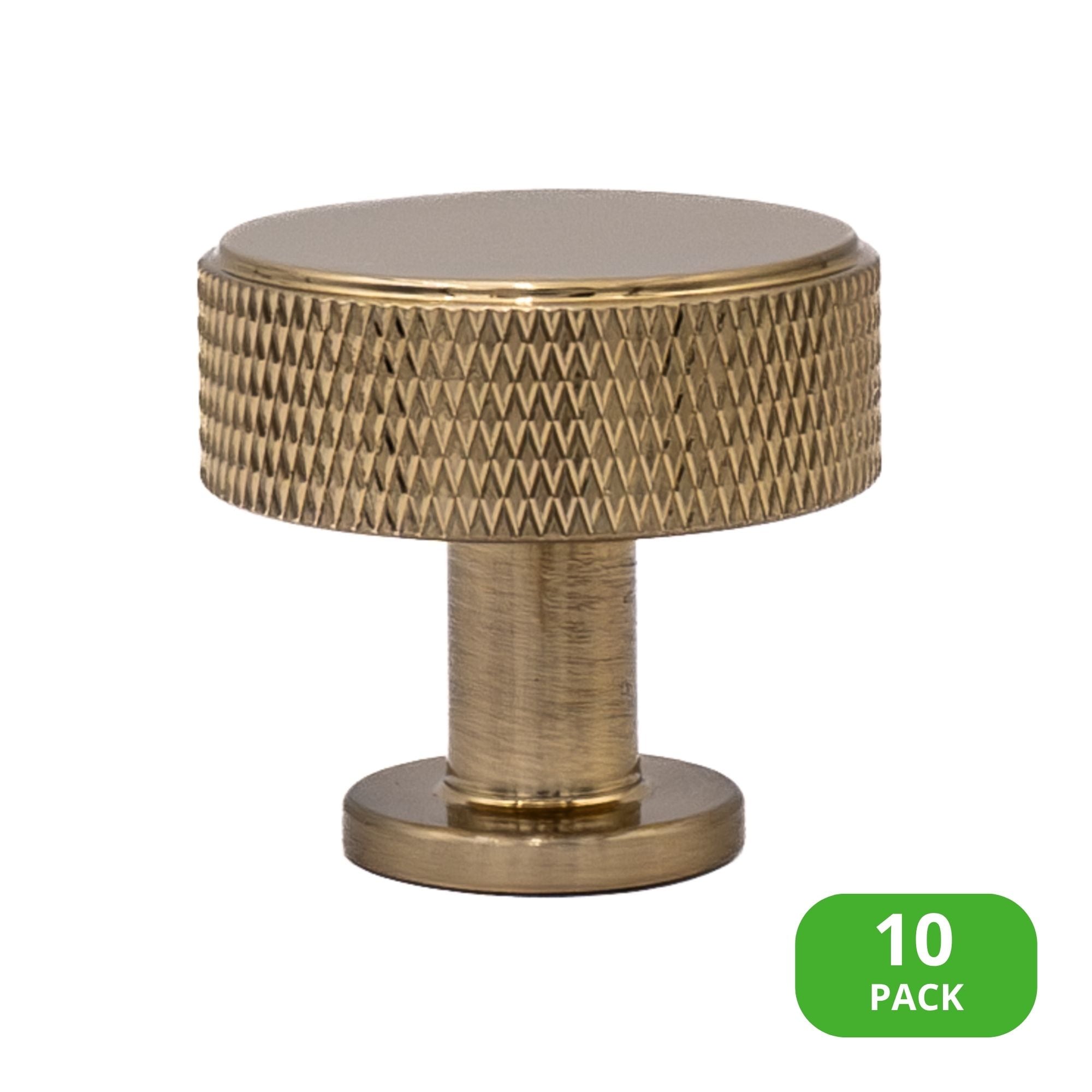 Sumner Street Home Hardware RL004999VP Kent Knurled 1-3/8-in Satin Brass Round Industrial Cabinet Knob 10 -Pack