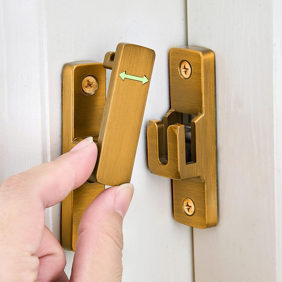 CYIKE  3 Pack Zinc Alloy Barn Door Lock Flip Latch for Wooden Doors Windows Garden Gates Cabinets and Sliding Doors Brass Luminous