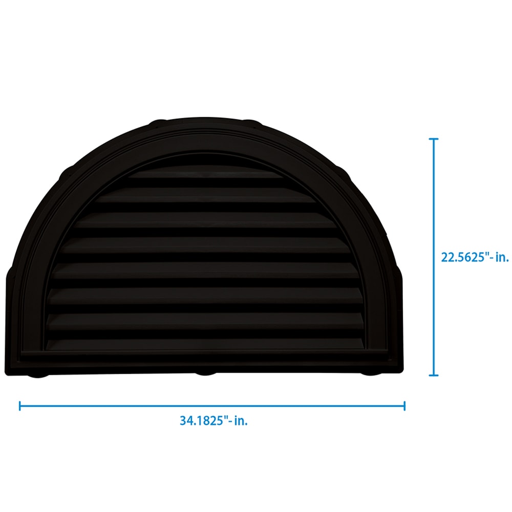 Builders Edge 34-in X 22-in Black Half Round Vinyl Gable Louver Vent In ...