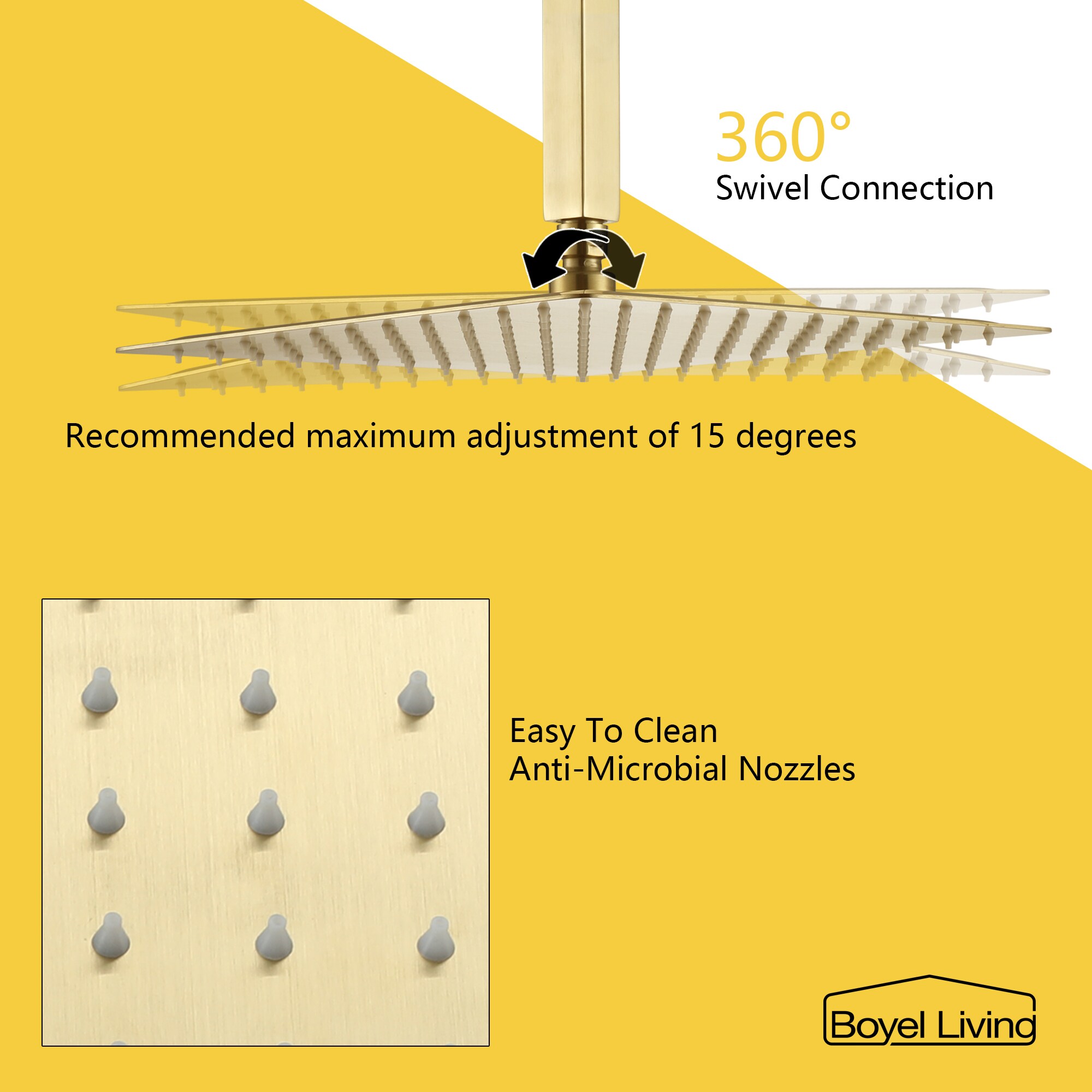 Clihome MS-A3809-12BG Showerhead-Bar-Panels - View #5