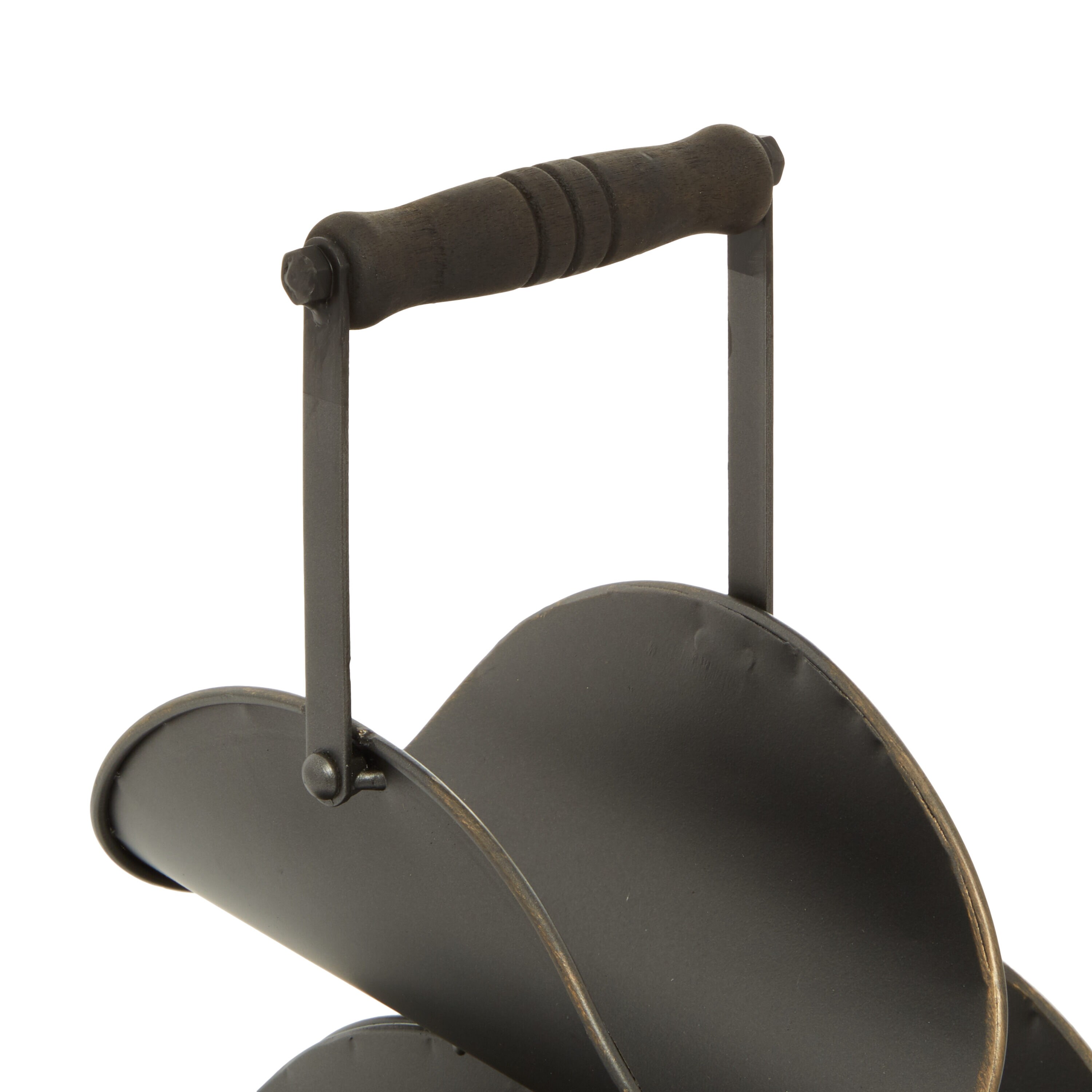 Black and Gold Metal 6 Bottle Wine Rack with Handle