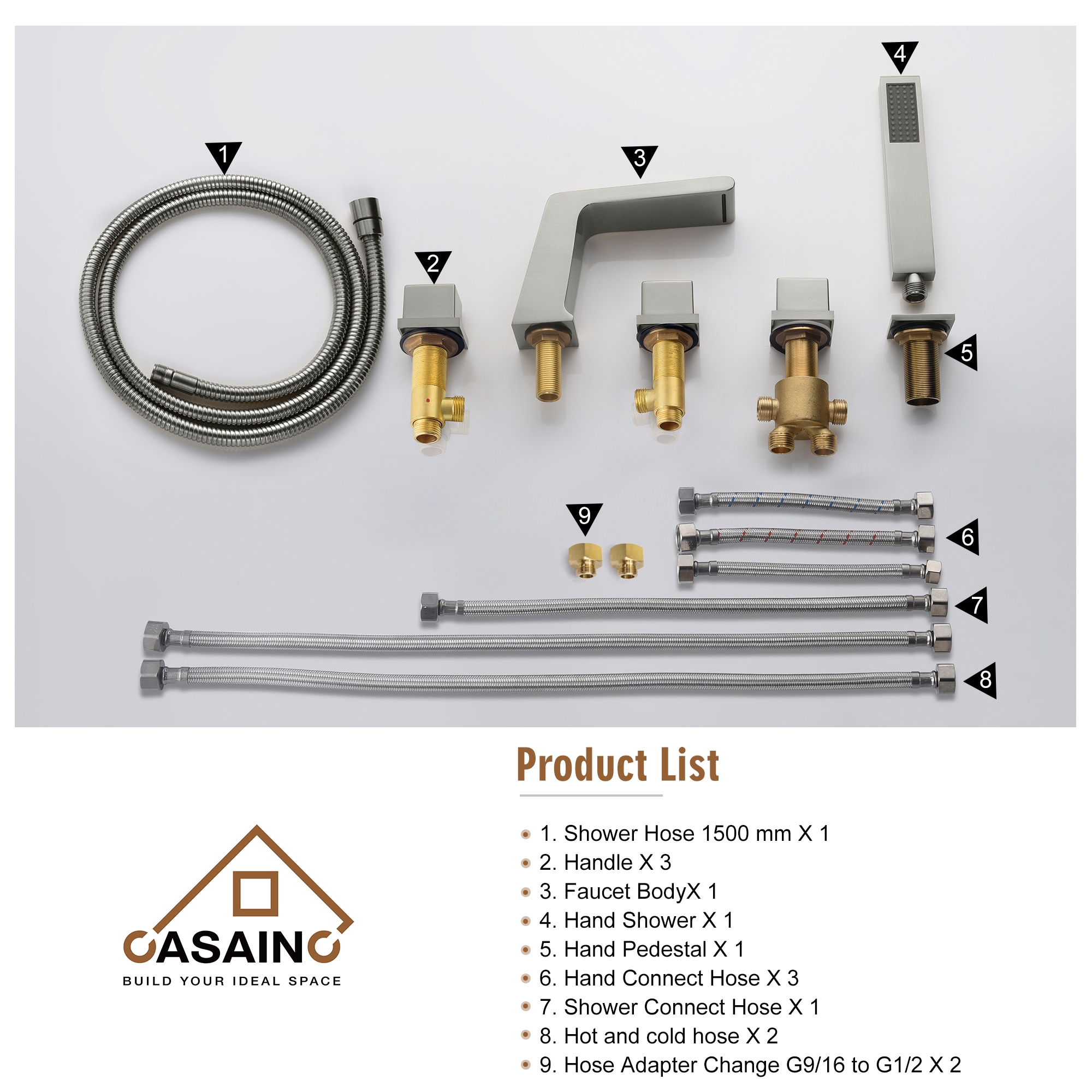 CASAINC M5437-BN Roman-Tub-Faucets - View #2