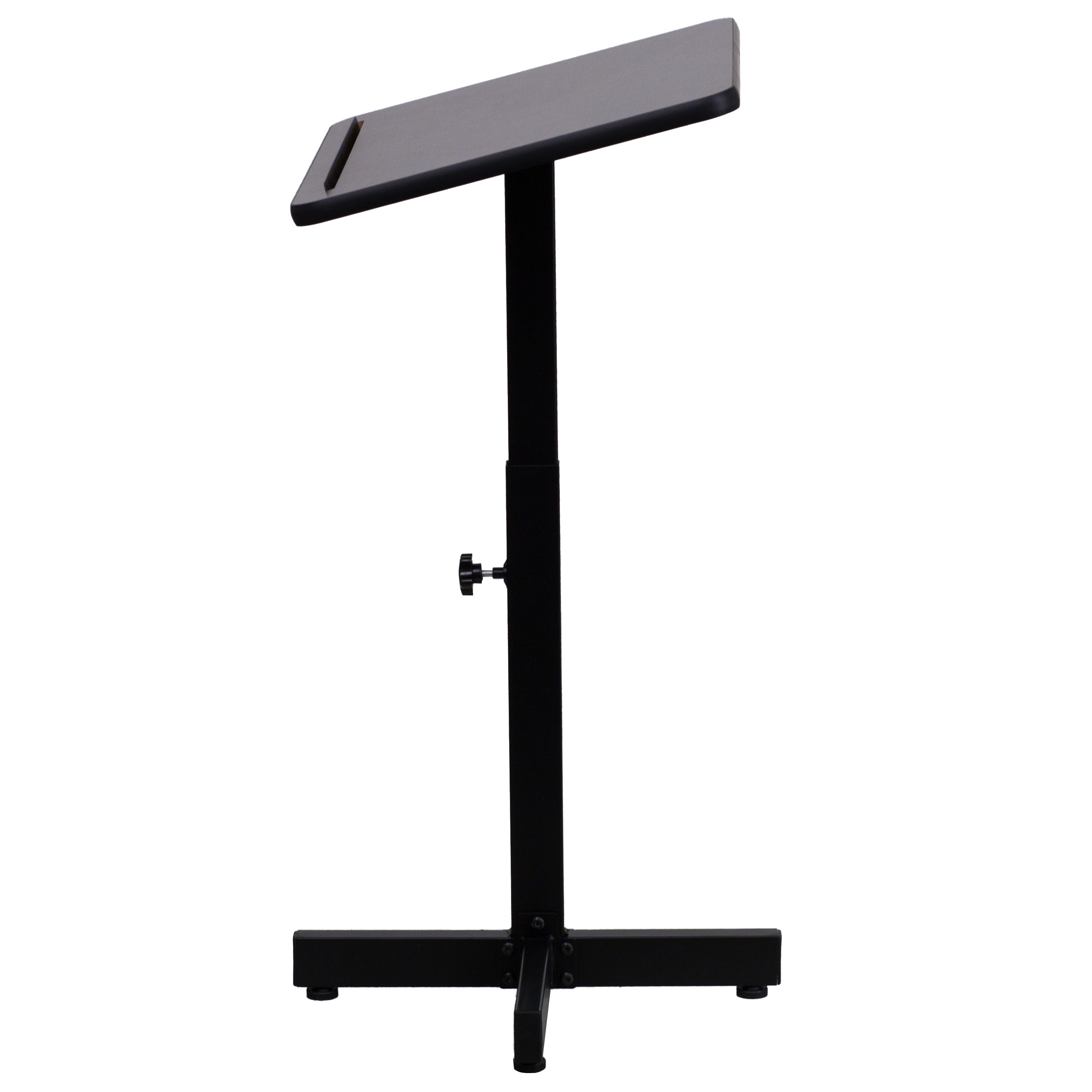 Adjustable Height Black Steel Lectern with Mahogany Top