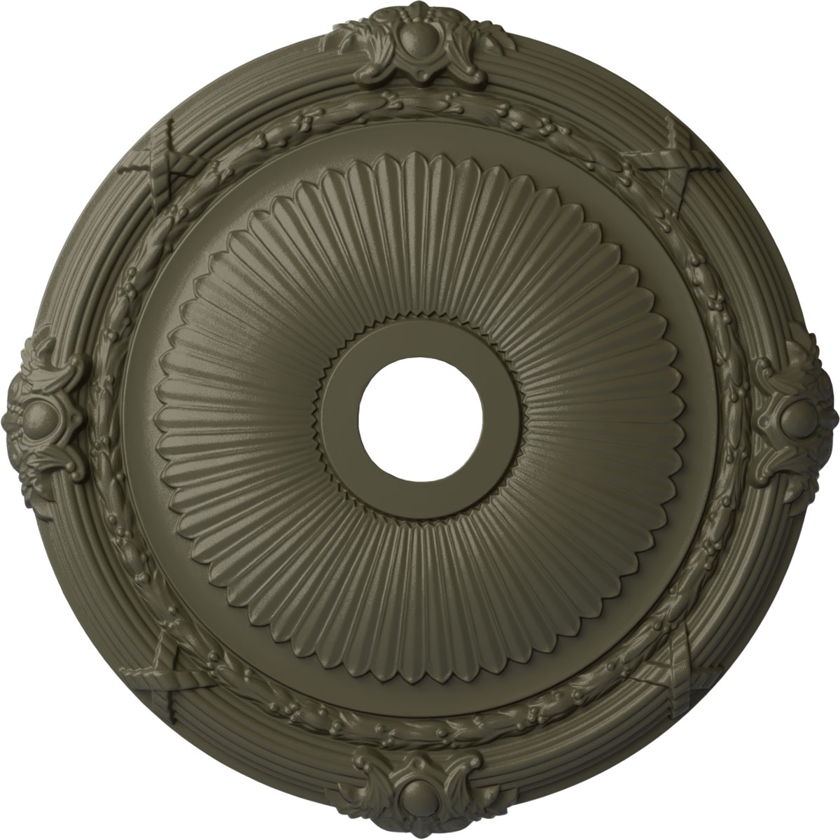 Ekena Millwork CM27HEWHF Heaton 27.5-in W x 27.5-in L Painted Witch Hazel Polyurethane Whole Ceiling Medallion