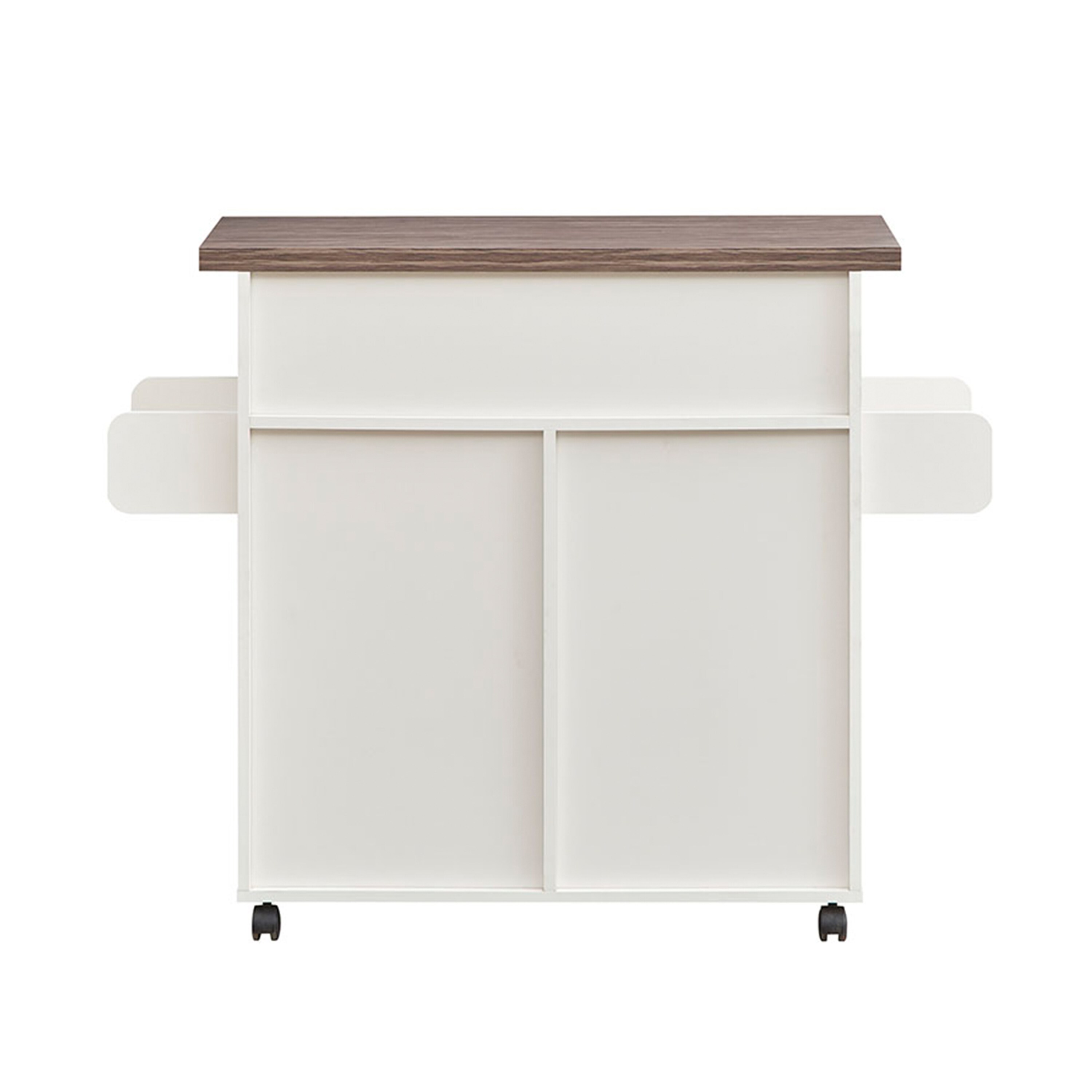 CESICIA White Wood Base with Wood Top Rolling Kitchen Island (15.3-in x 45-in x 35.25-in)