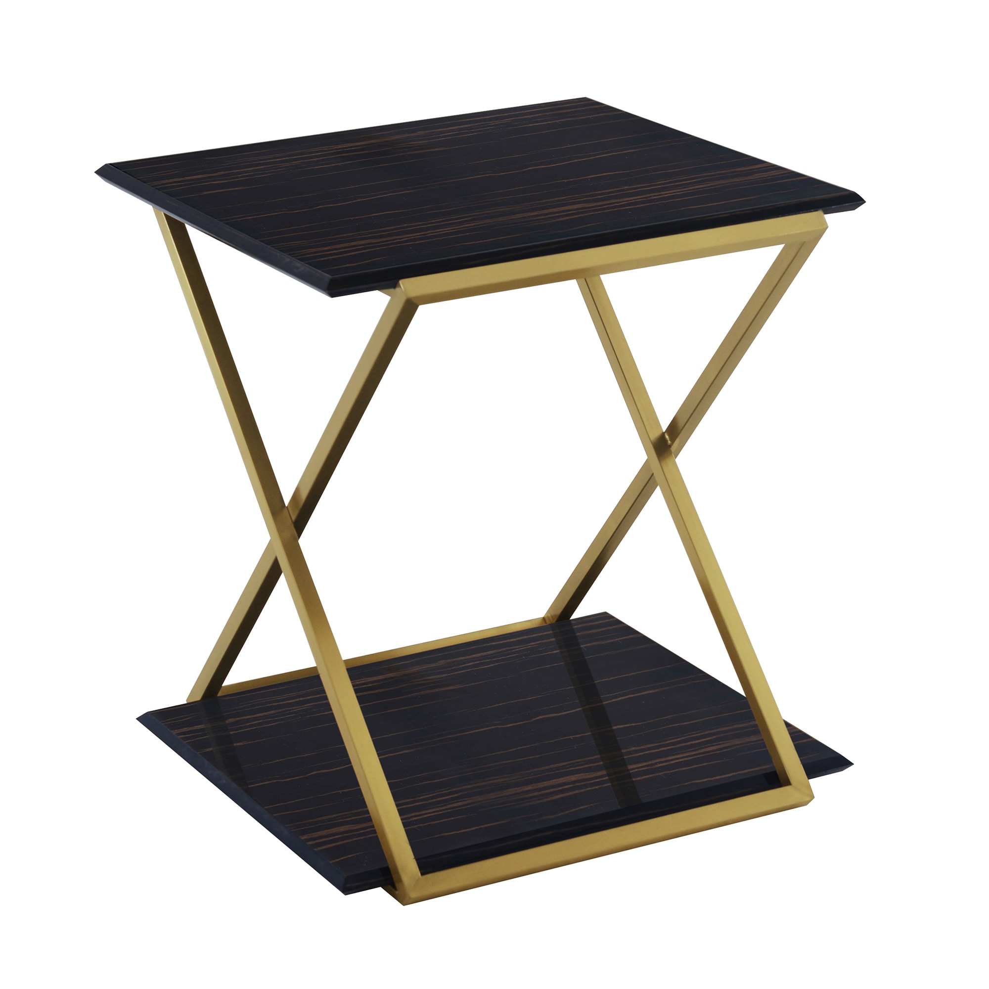 Westlake 22" Dark Brown Wood and Gold Metal Square End Table